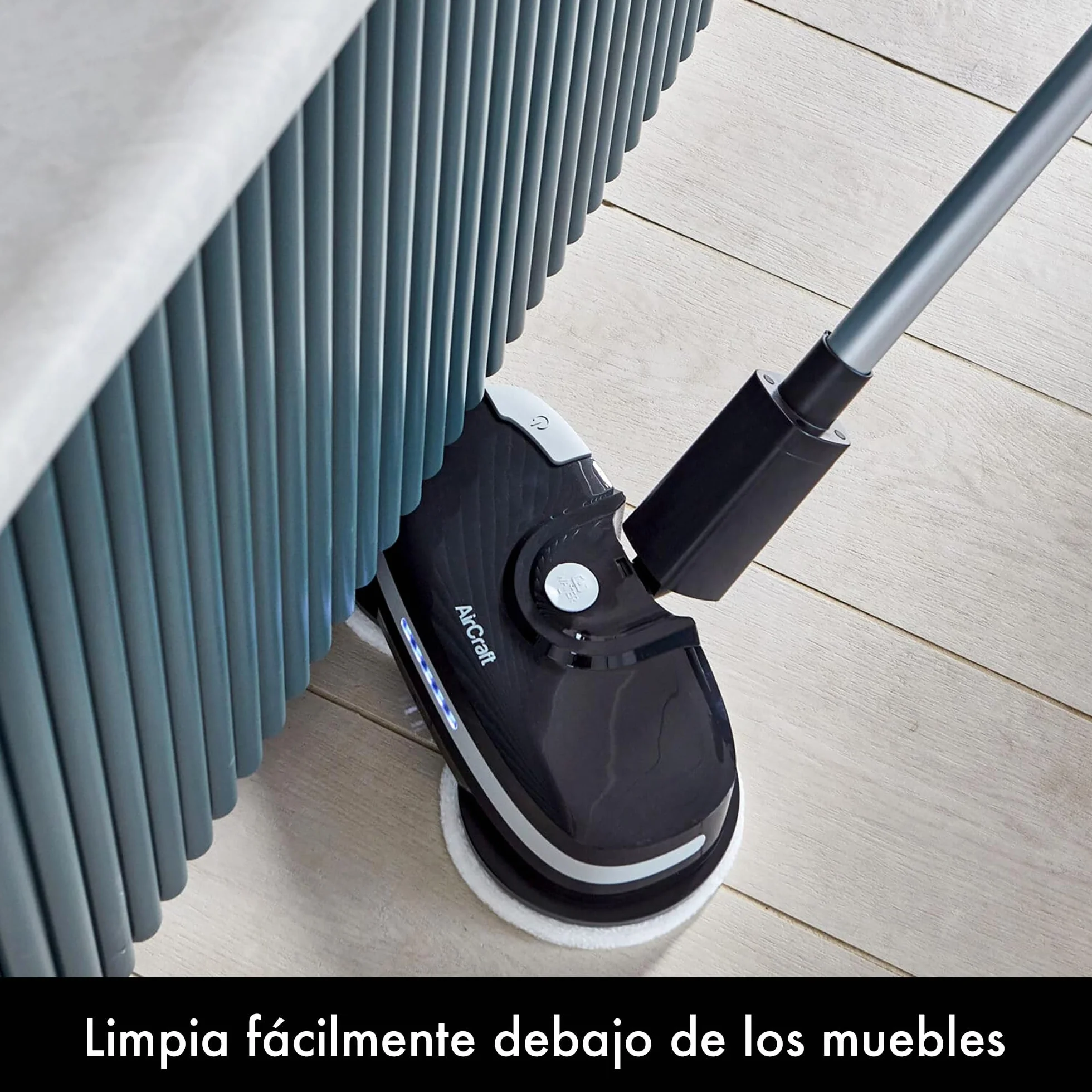 AirCraft Home, PowerGlide Limpiador y Pulidor de Suelos Duros Inalámbrico con 8 Almohadillas, Batería Recargable para Madera, Baldosas, Terrazo y Laminado