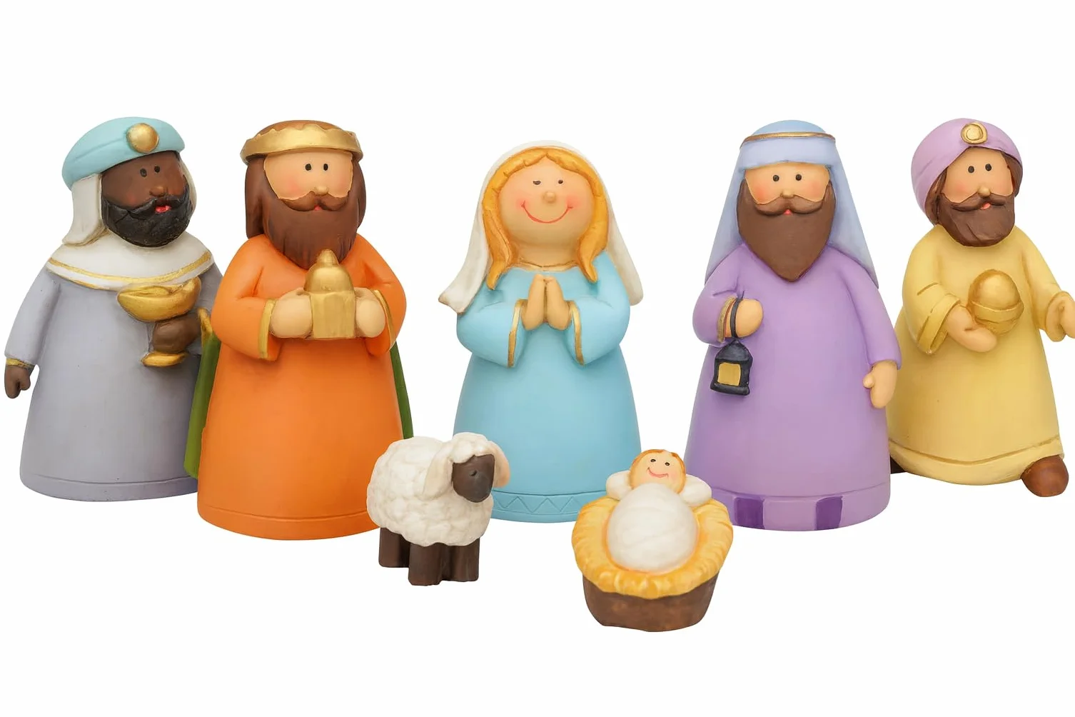 Belén Infantil Completo con 7 Figuras de 9 cm. Portal del Nacimiento Infantil para Decorar en Navidad. Completa tu Escena con Las Figuritas del Pesebre.