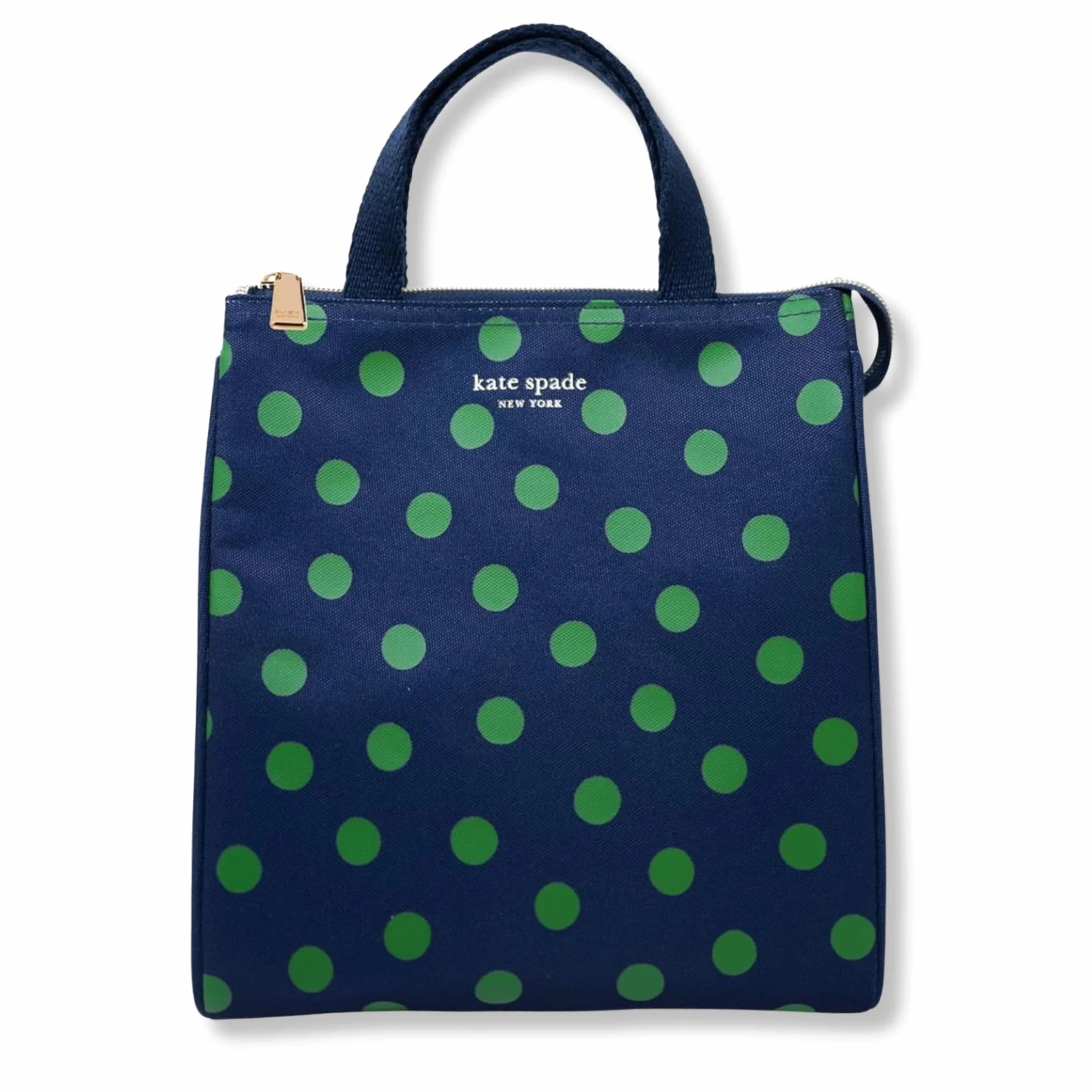 kate spade new york Bolsa de almuerzo portátil suave y térmica con forro interior aislado y bolsillo de almacenamiento, bolsa de almuerzo para mujer, diseño de lunares soneto