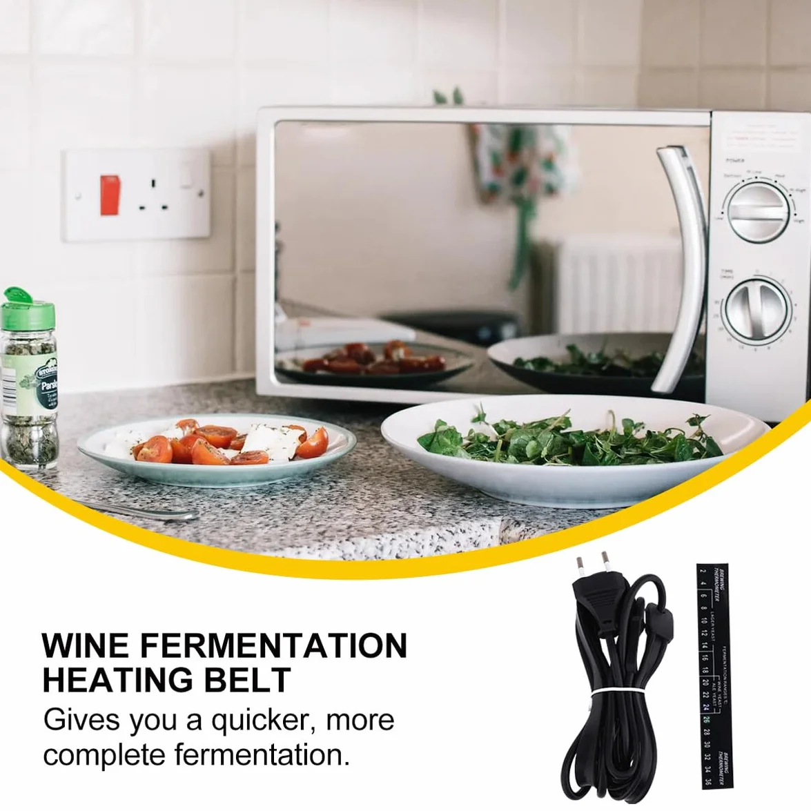 Cinturón de Fermentación Eléctrico para Elaboración Casera de Cerveza y Vino Calentador de Flexible para Fermentadores y Fácil de Almacenar Enchufe UE Negro