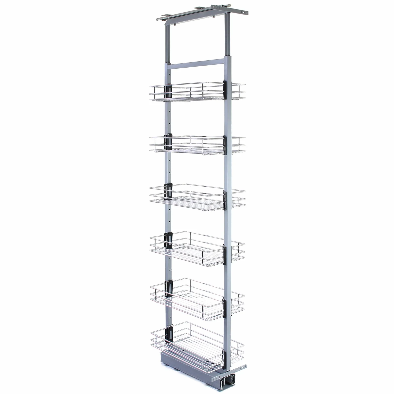 KUKOO - Columna Despensero Extraíble de Cocina en Acero Inoxidable con 6 Cestos 46cm x 25,2cm x 170-195cm