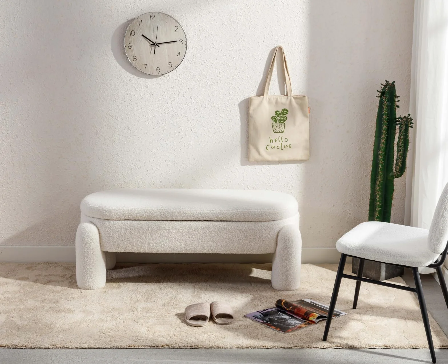 Ya-Home Baúl Multifuncional de Terciopelo Banco Moderna con Compartimento Interior para Dormitorio y Salón Color Blanco