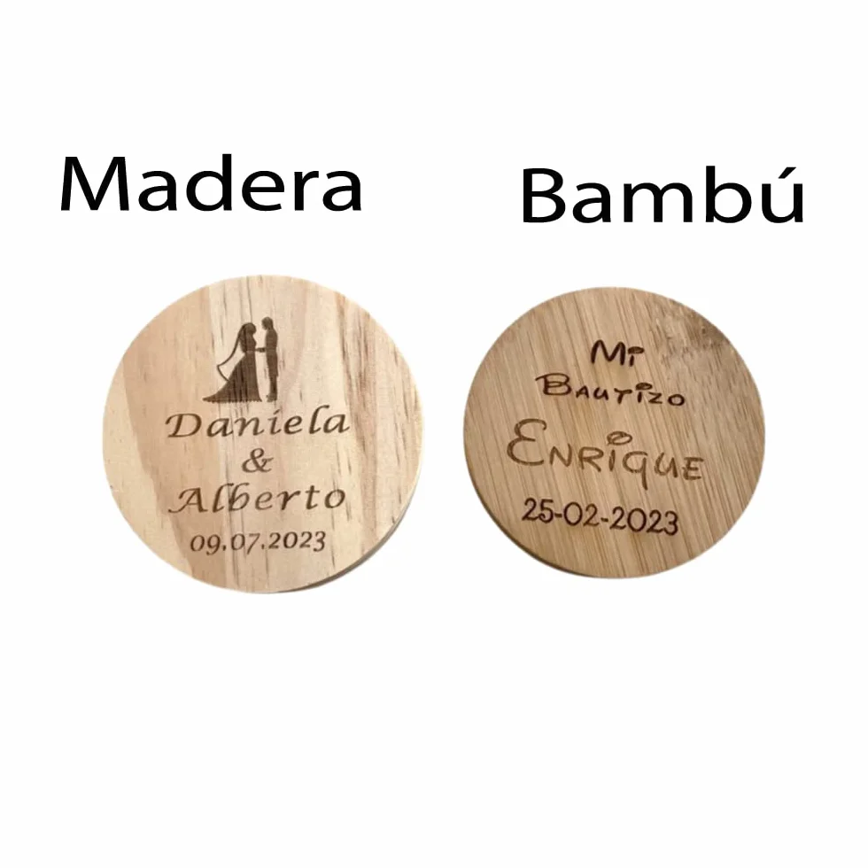 Regalo Grabado - 50 Abridores Personalizados de Madera de Bambú | Abrebotellas Magnetico | Abrebotellas con Grabado Láser Único para Bodas, Comuniones, Bautizos | Unidades (50)