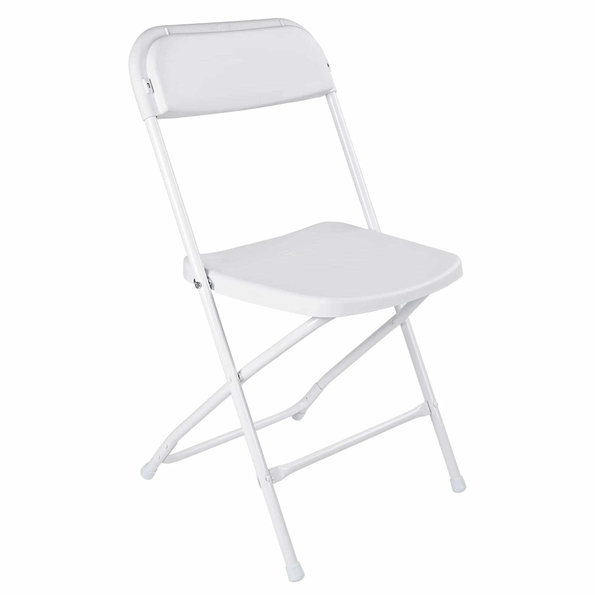 Pack 4 Sillas Plegables Negras Apilables Resistentes Interior Exterior | Asiento Ergonómico Plástico Reforzado Estructura Acero Antideslizante | Oficina Comedor Eventos Camping | hasta 120kg (Blanco)