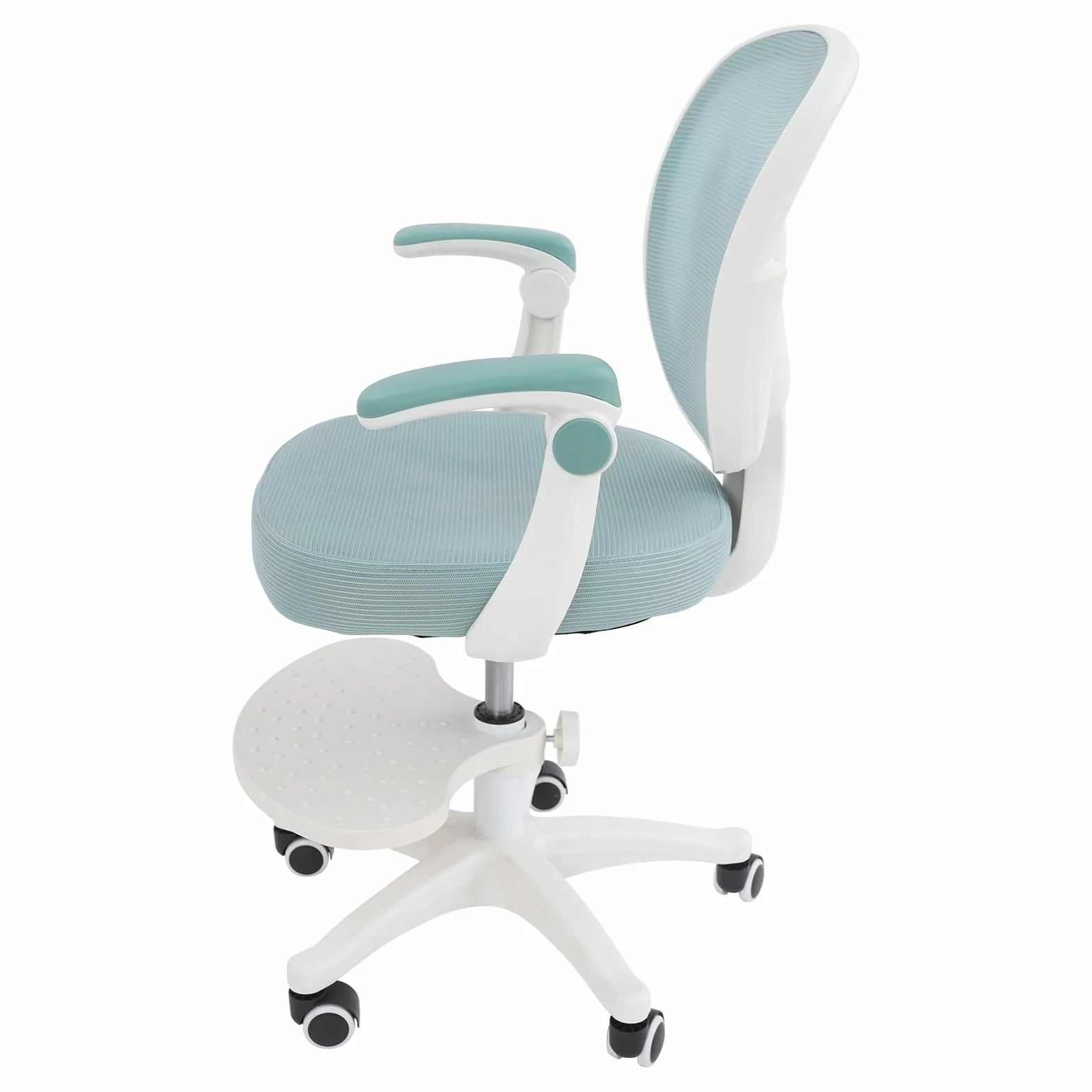 Silla de escritorio infantil, altura del asiento de 36 – 46 cm, altura regulable, silla de oficina con reposabrazos ajustables a 90°, silla de ordenador con ruedas, silla ligera, tela de malla