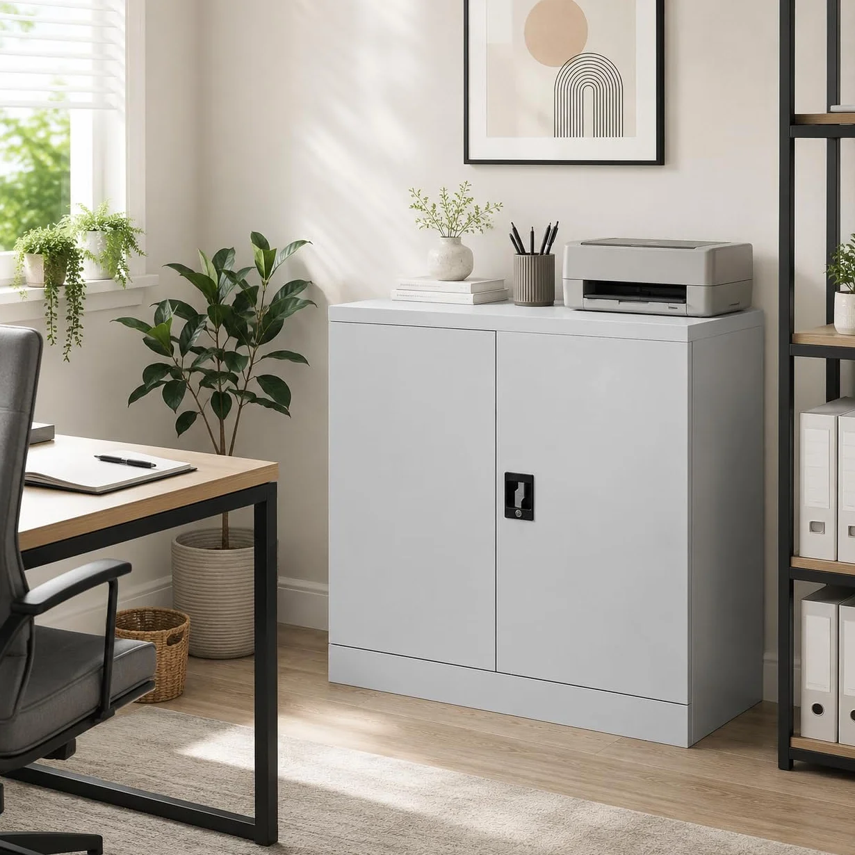 MMT Furniture Designs Armario de Almacenamiento de Oficina de Acero, FC-A9WGrey, Gris, 900 mm de Alto