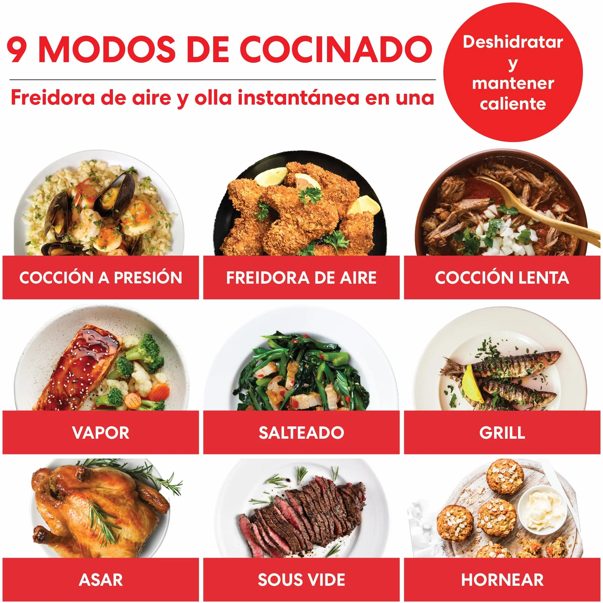 Instant Pot Pro Crisp 11 en 1 Olla Eléctrica a Presión Multiusos 7,6 L Acero Inoxidable
