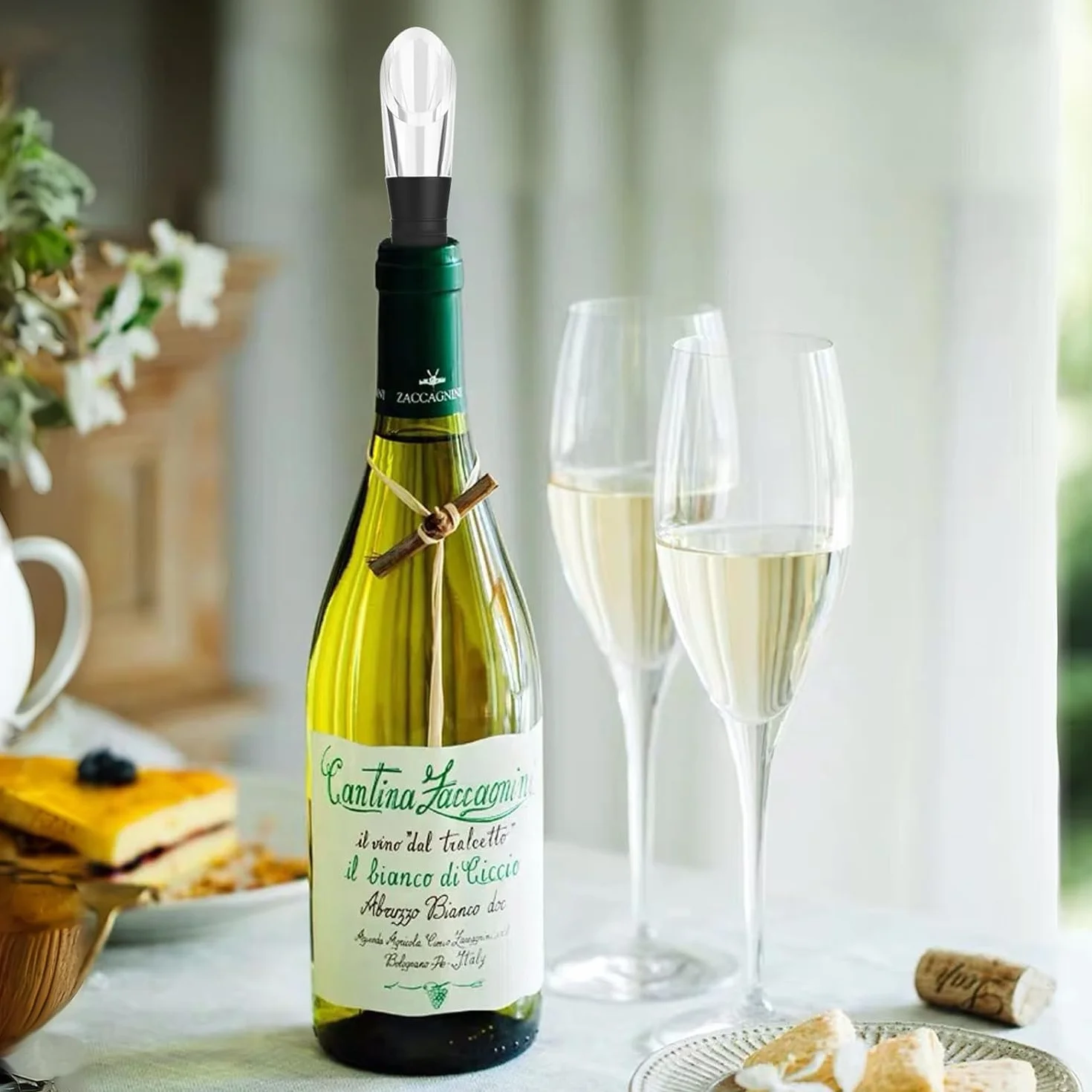 Enfriador de Botellas de Vino,Enfriadora de Vino,Varillas Enfriadoras de Acero Inoxidable + Vertedor + Cortador de Láminas + Tapón,Idea Regalo Mujer Hombre Cumpleaños Fiesta Amigo Barman