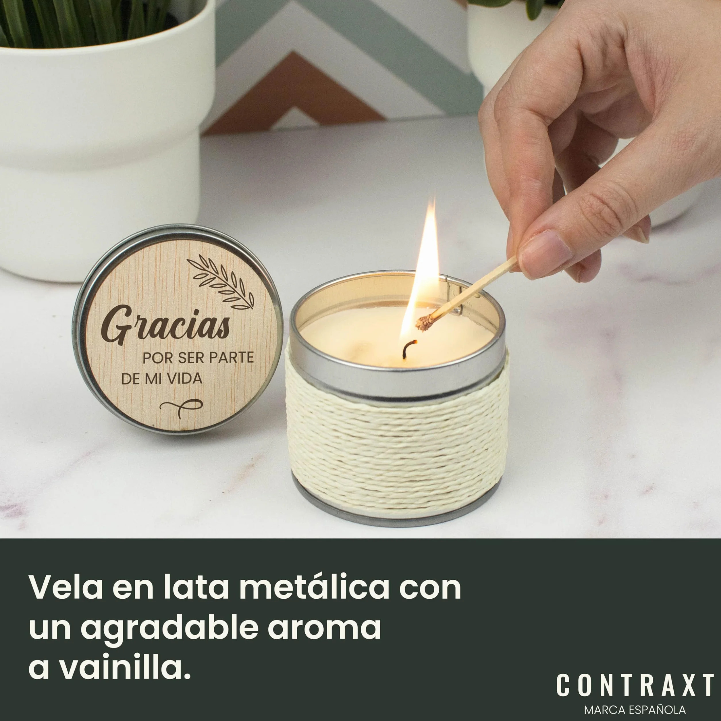 CONTRAXT Vela tarjeta Madera Regalo original Agradecimiento