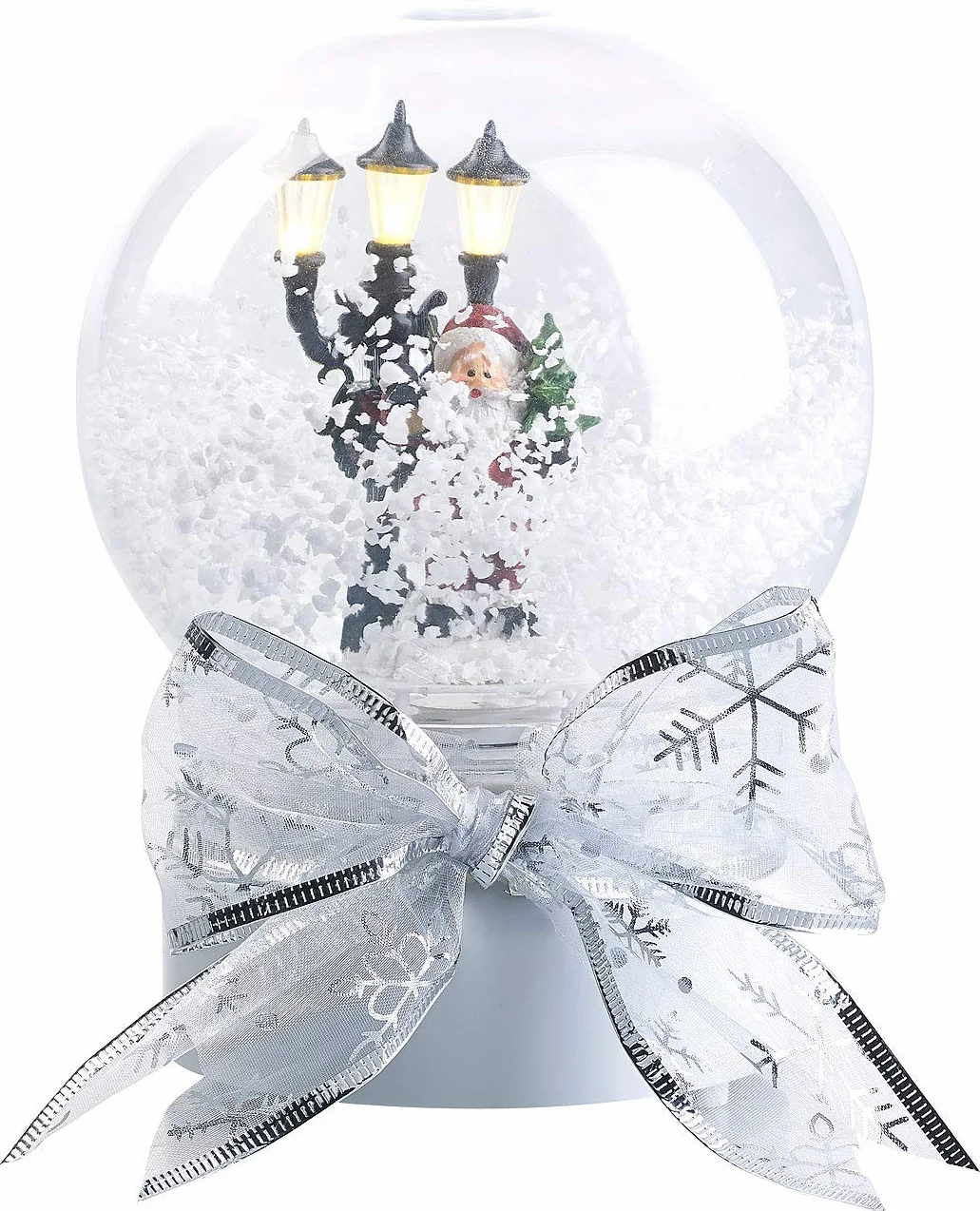 Infactory Globos de Nieve de Navidad - Bola: Globo de Nieve con Papá Noel Cantando, Mini farola de Calle con Leds, Activa luz, Sonido y torbellino de Nieve al Tocar (Esfera Cristal, Globo música)
