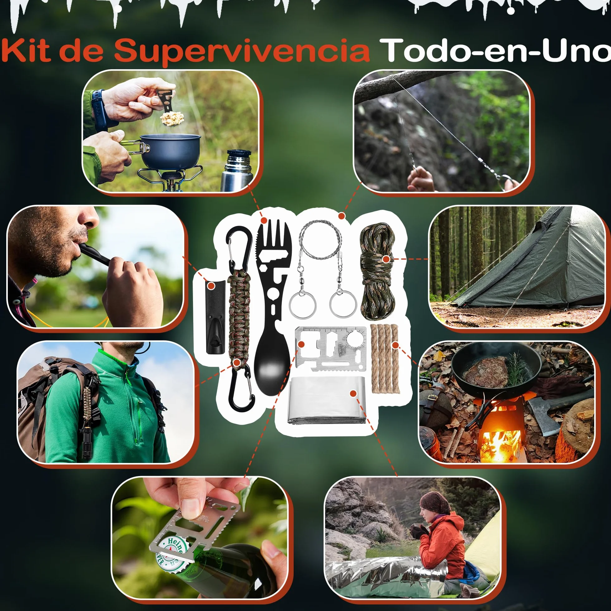 Calendario Adviento 2025 Hombre Adulto Kit Supervivencia 31 Piezas Herramientas Regalo Aventura Caza Camping Aire Libre