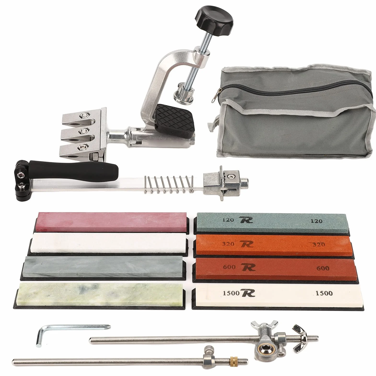 Kit de afilador de Cuchillos de Piedra de afilar, Piedra de afilar Profesional Resistente, Sistema de Afilado de ángulo Fijo para Cocina
