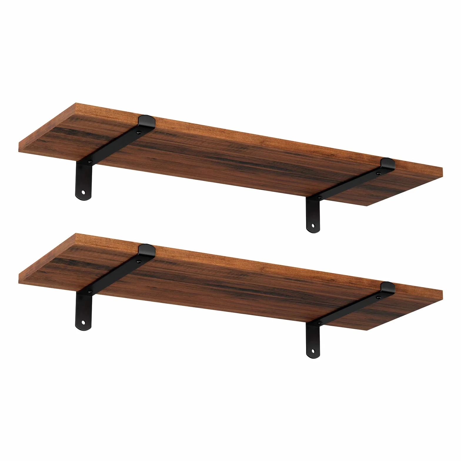 SONGMICS Estante de Pared Flotante Juego de 2 20x60x7 cm 10 kg Marrón Rústico y Negro Tinta LWS04NB