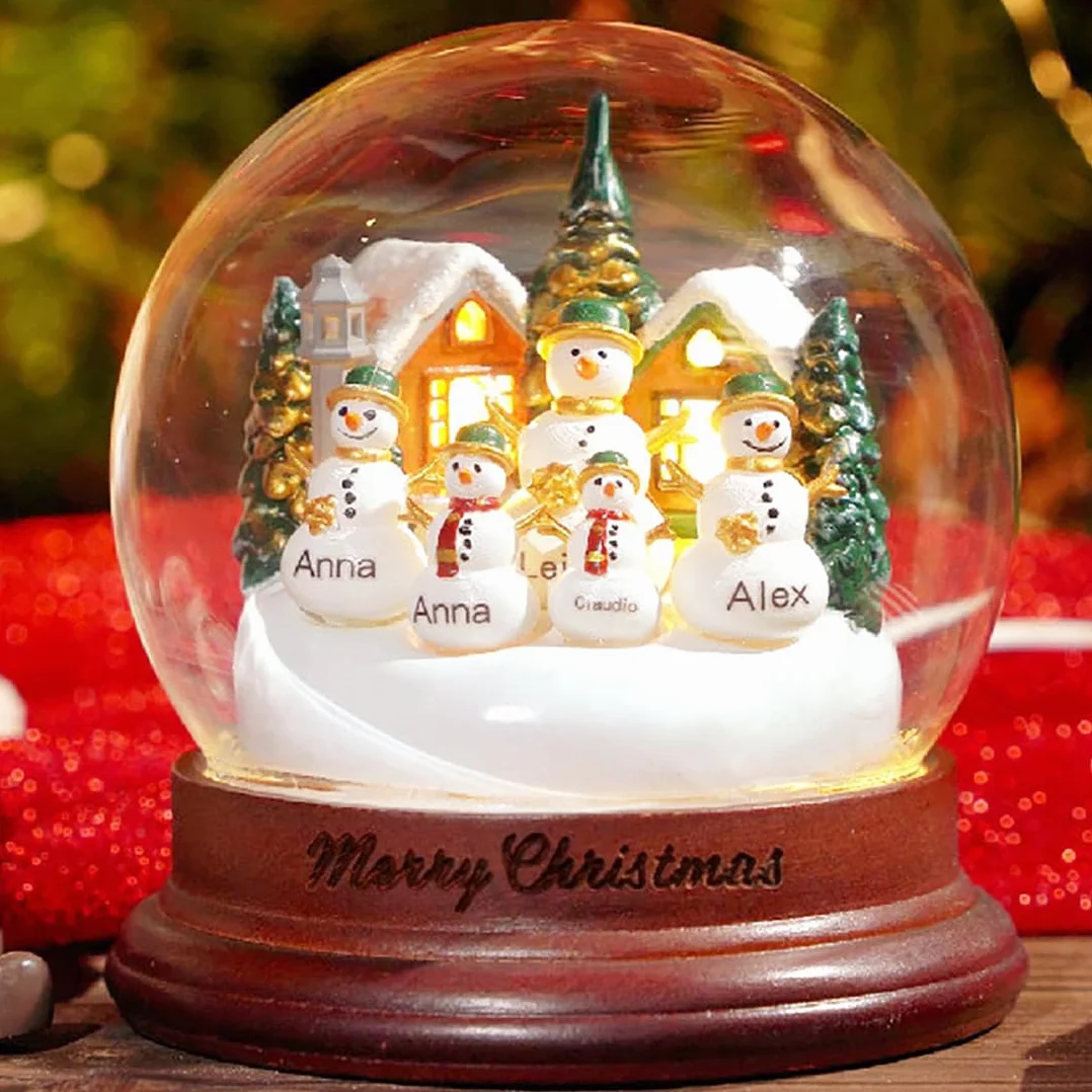 Bola De Nieve Cristal Navidad Nombre Personalizado con luz LED,Personalizable Muñecos Globos de Nieve Decoración del Hogar, Lámpara de Escritorio, Regalos para Niños Mamá y Papá (Luz de Noche)