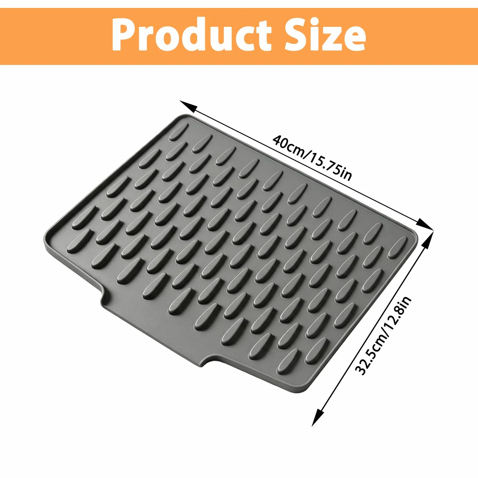Alfombrilla Escurreplatos de Silicona, Escurridor Plegable con Salida de Drenaje, Antideslizante y Resistente al Calor, para Fregadero, Encimera, Cocina y Baño (Gris)