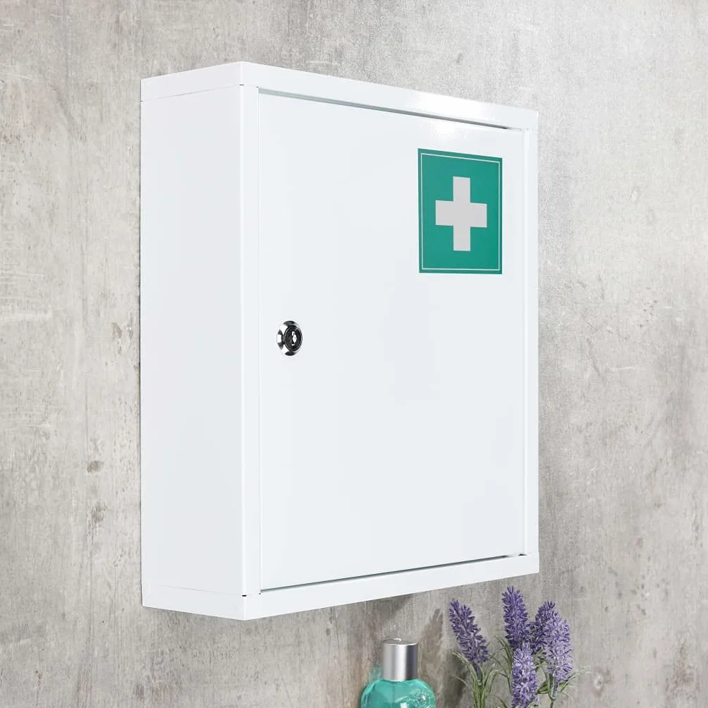 Botiquín Acero Inoxidable Primeros Auxilios 31,5x10x36 cm Blanco Verde