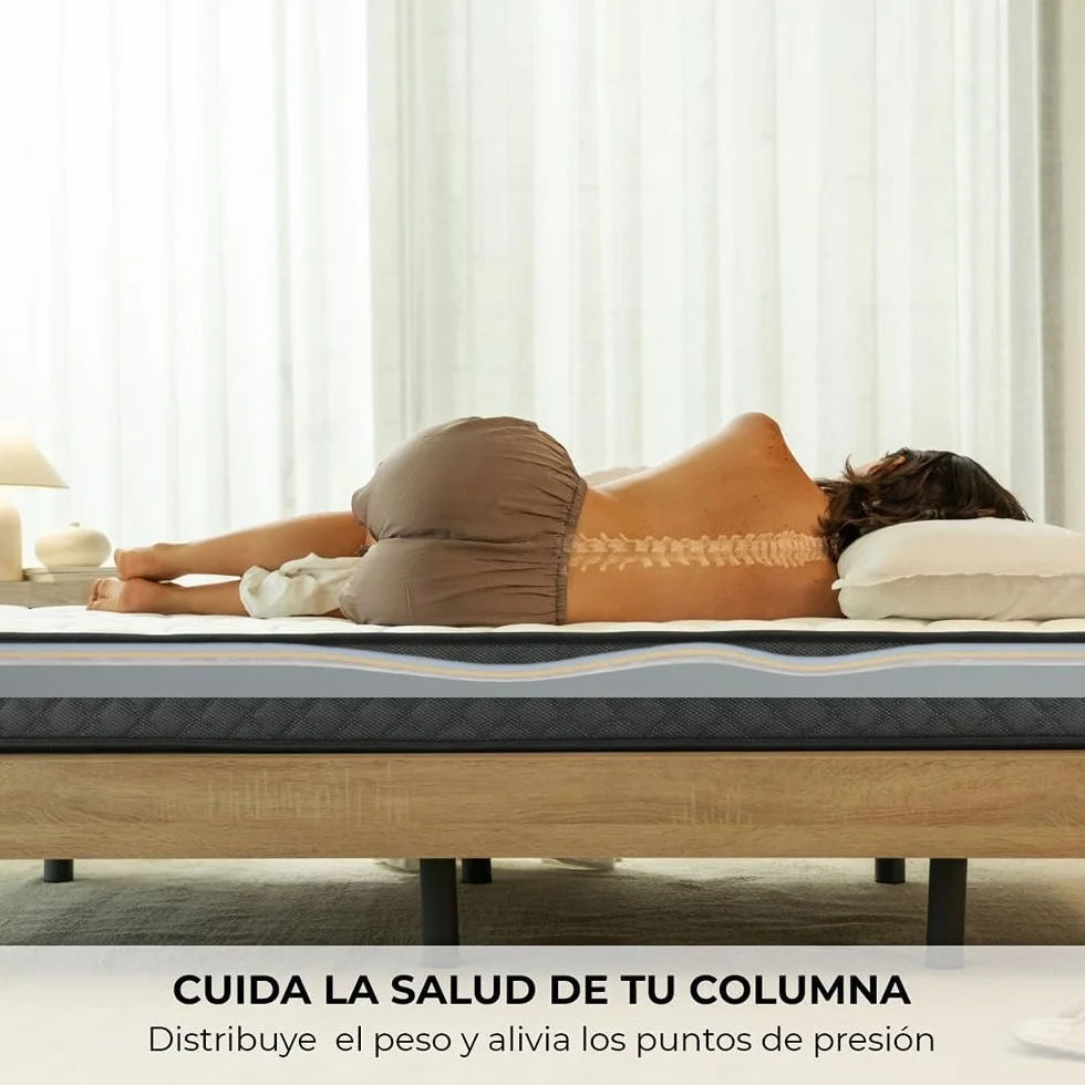 Don Descanso - Colchón 90x200 Viscoelastico Mulhacen DualSense, Altura ± 15cm. Multicapa con Núcleo GravityFoam, Firmeza Alta, Doble Cara Invierno/Verano, Transpirable. Fabricado en España, Gris