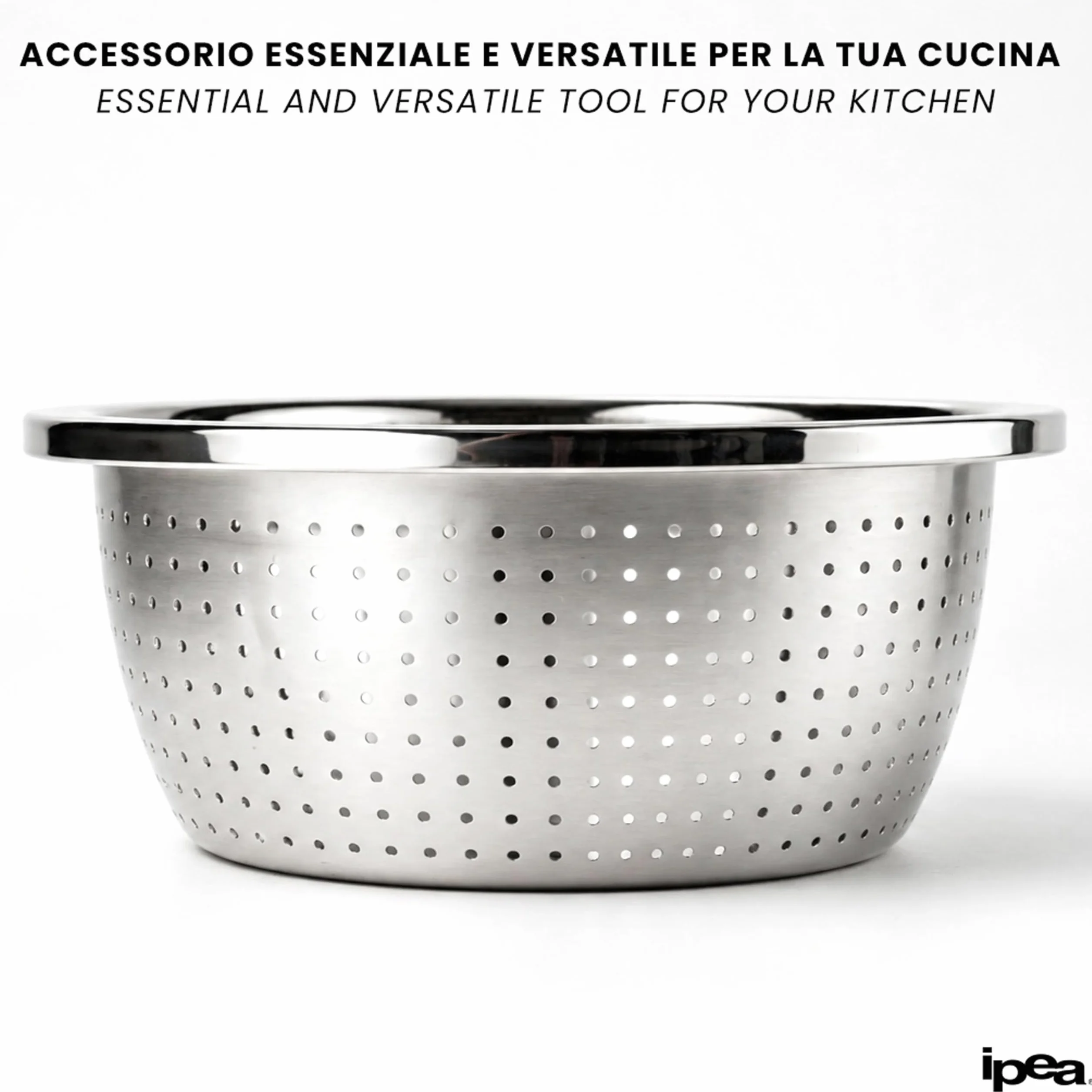 IPEA Escurridor de Acero Inoxidable 24 cm Colador Profesional para Pasta, Frutas y Verduras
