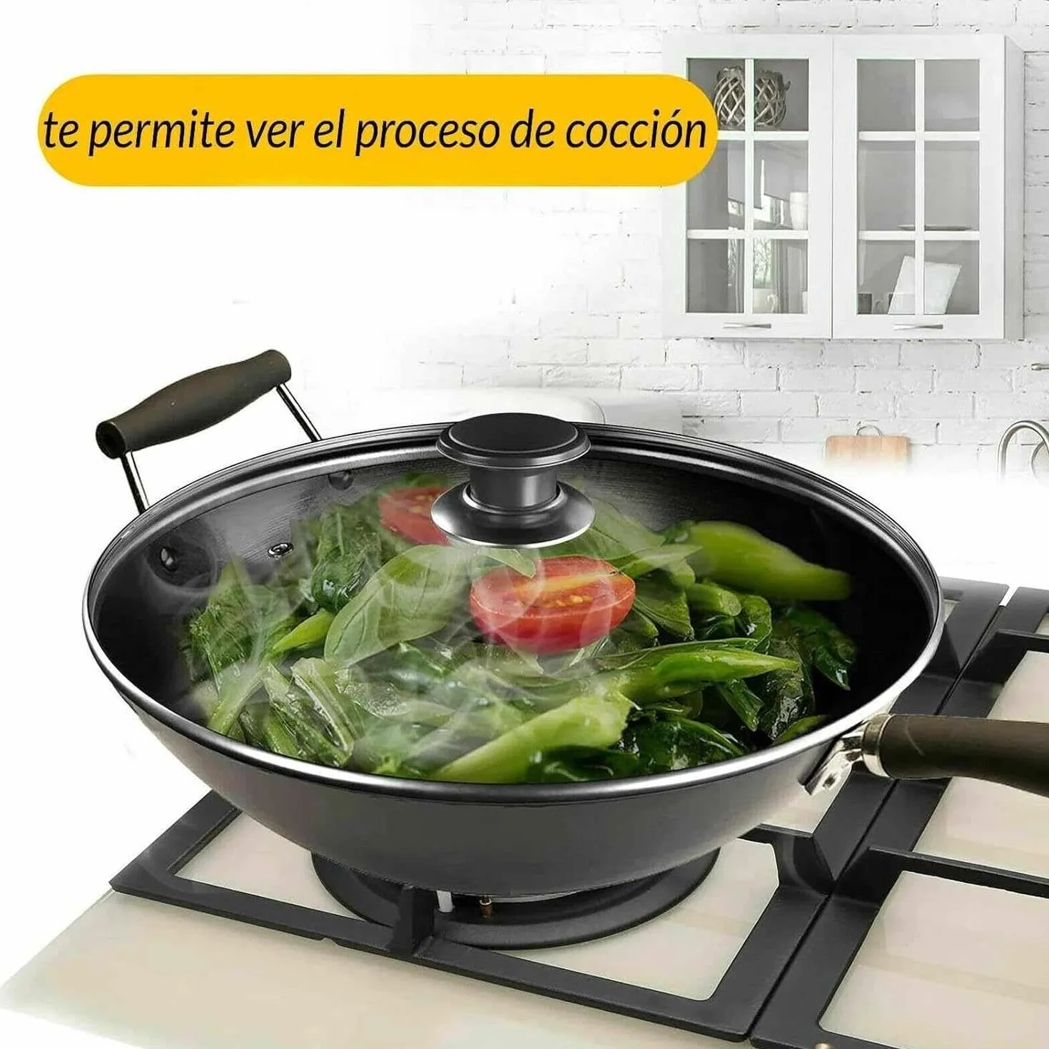 CHEFZOCO Tapa de Cristal para Sarten 28 cm, Tapadera de Vidrio Multiusos Resistente Altas Temperaturas