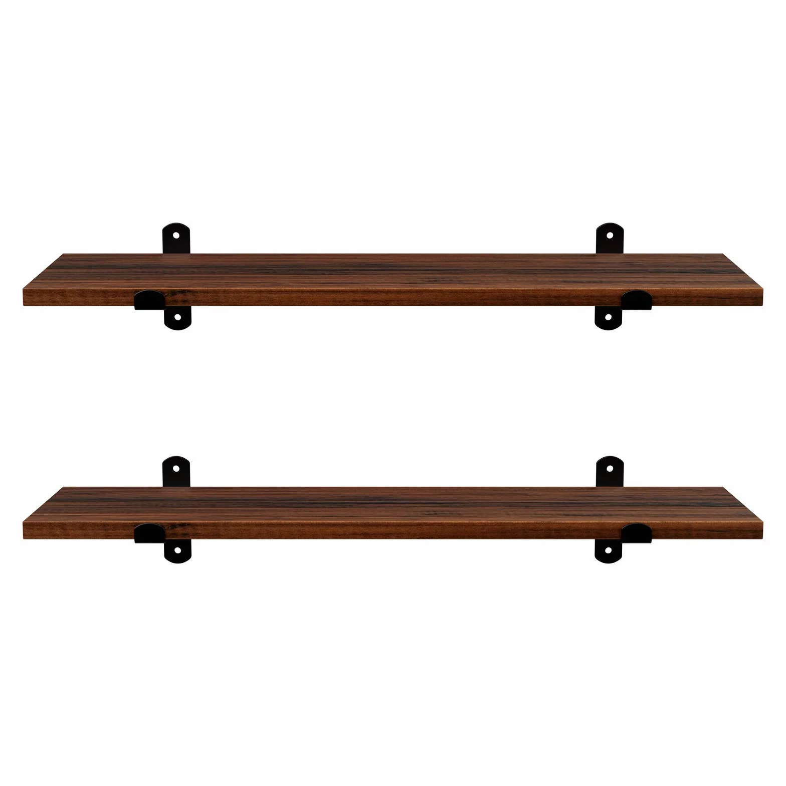 SONGMICS Estante de Pared Flotante Juego de 2 20x60x7 cm 10 kg Marrón Rústico y Negro Tinta LWS04NB