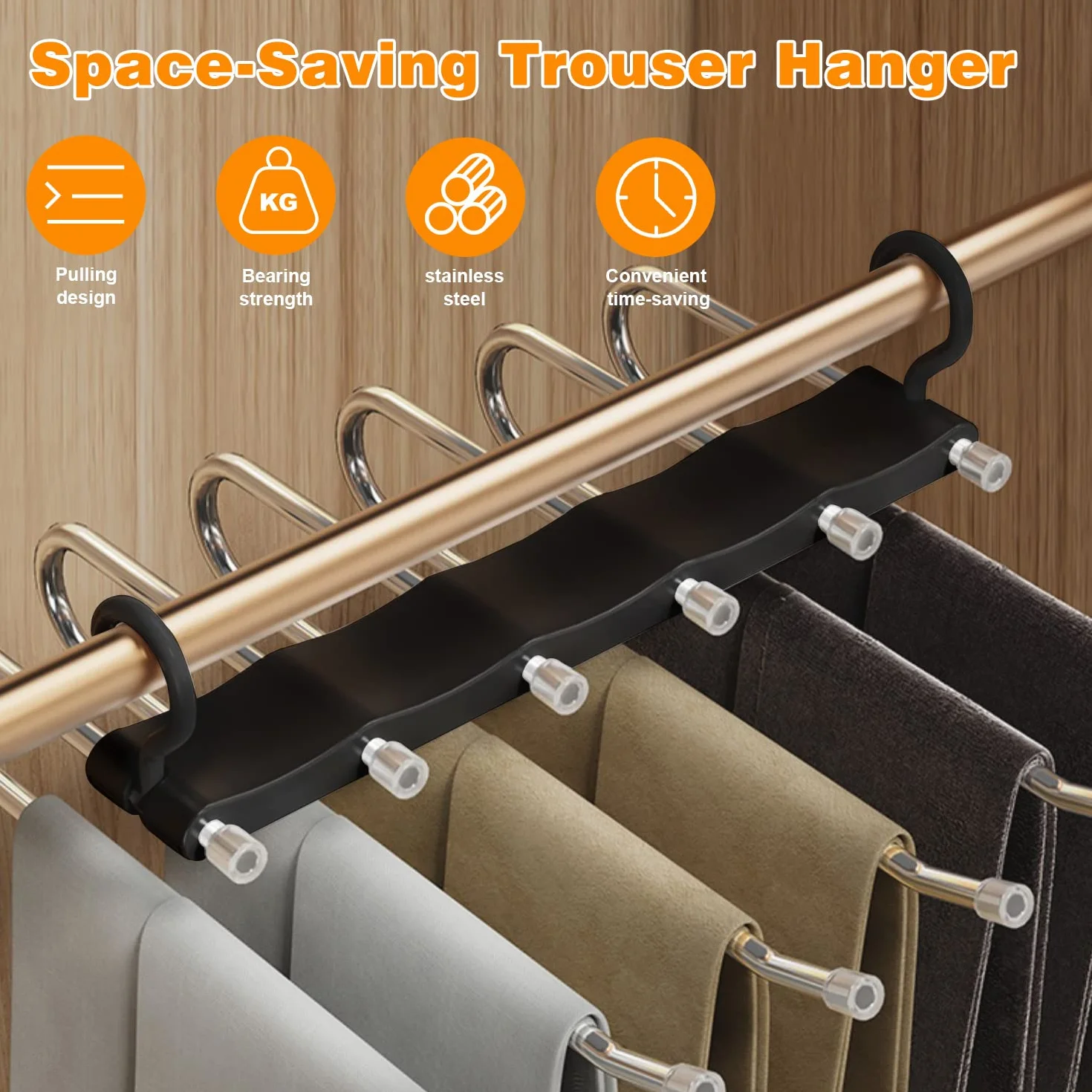 Sternstunde Percha para Pantalones 6 En 1 para Ahorrar Espacio, Percha De Acero Inoxidable Extensible, Soporte para Pantalones para Armario, Organizador MáGico para Pantalones, Ropa, Toallas (1)