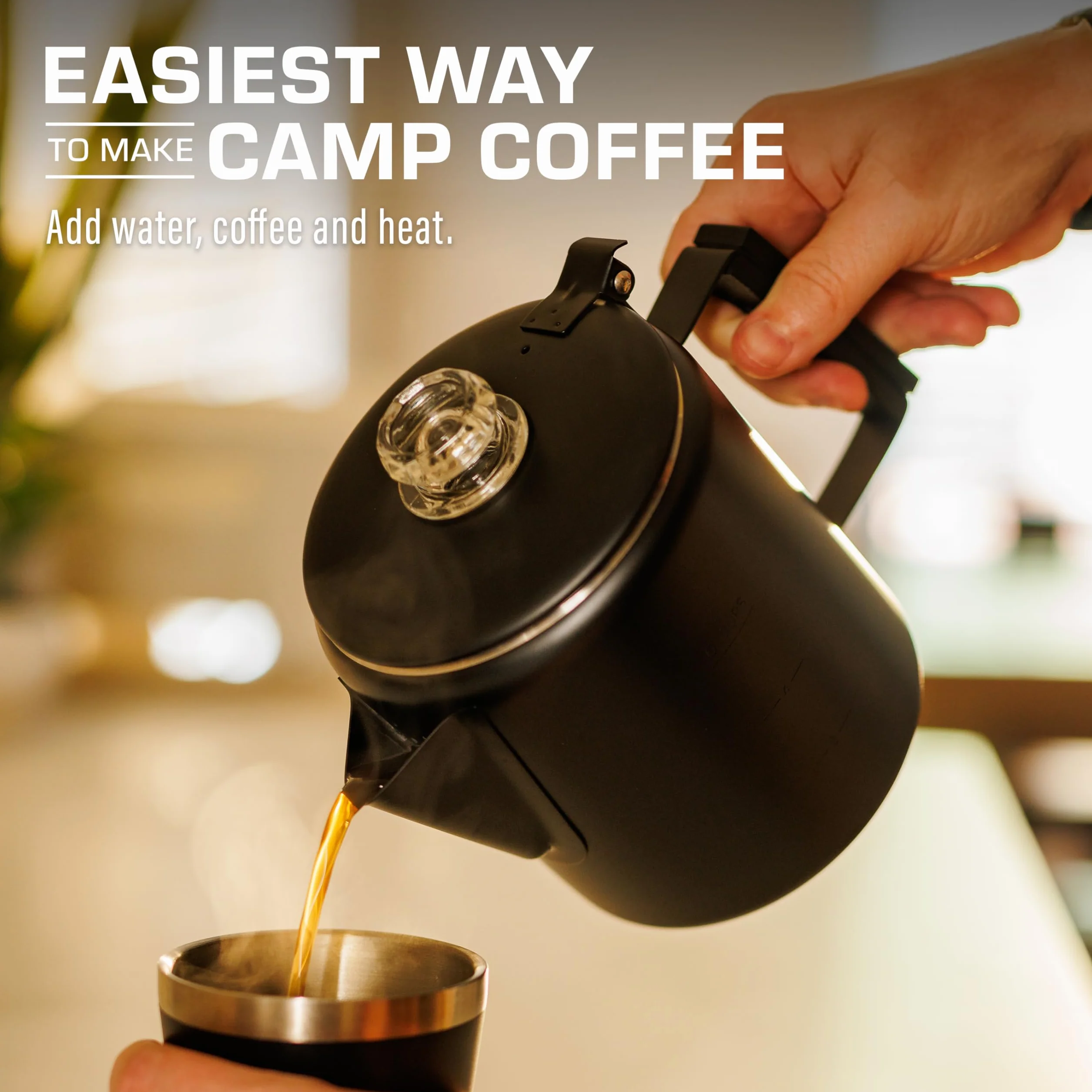 COLETTI Black Bozeman Cafetera Percolador Camping Acero Inoxidable 6 Tazas