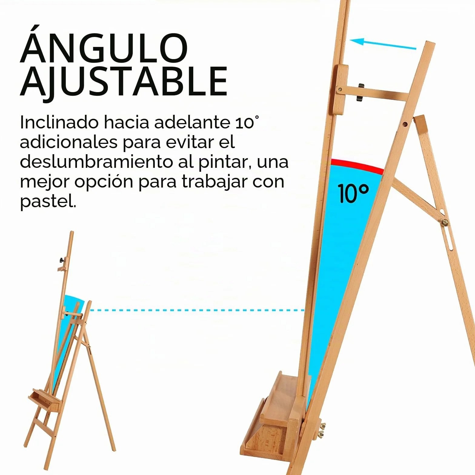MEEDEN Caballete de Madera de Haya Ajustable, Caballete inclinable para el Suelo, con Capacidad para Lienzo de hasta 122 cm