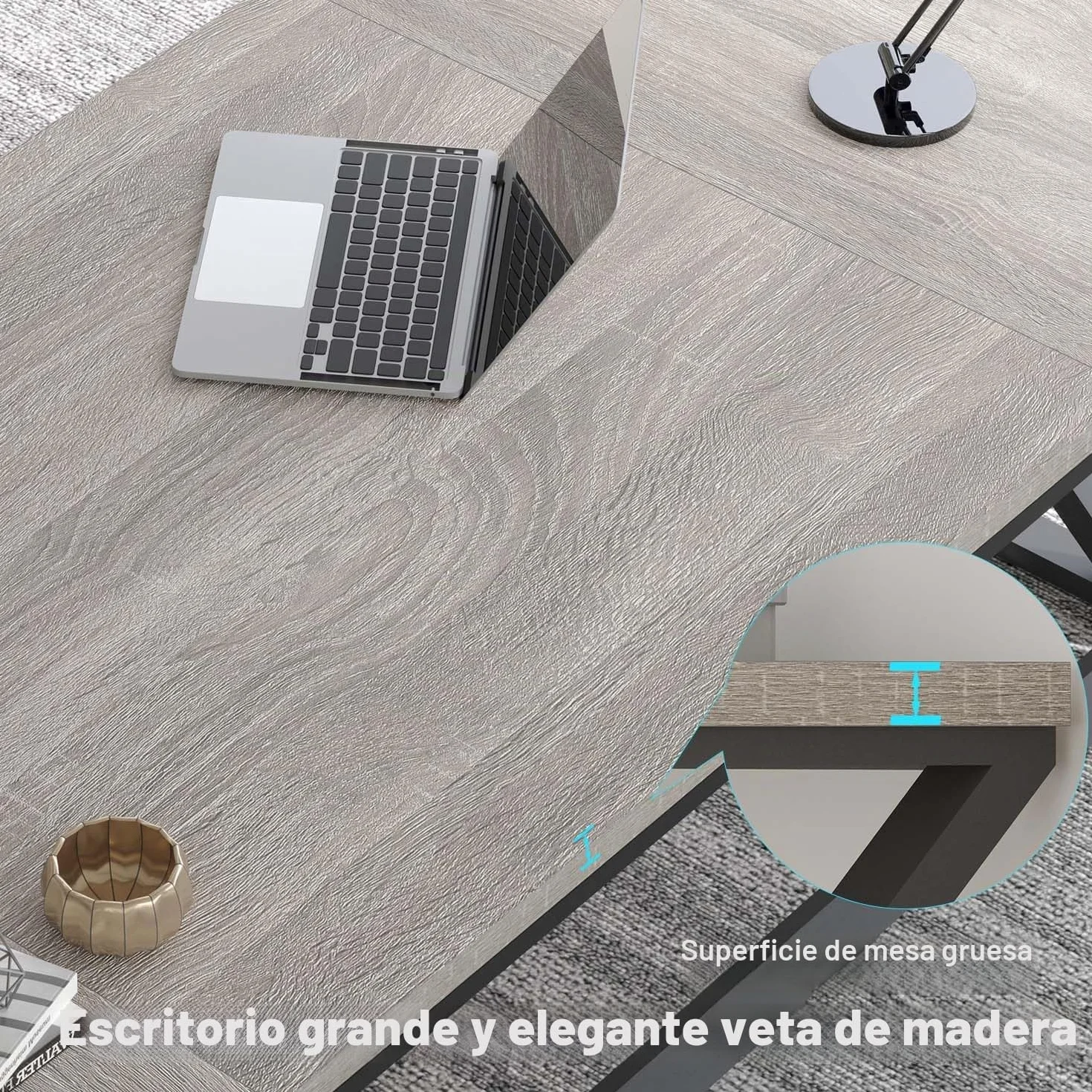 Escritorio de oficina 180 cm madera y metal moderno doble estación de trabajo industrial