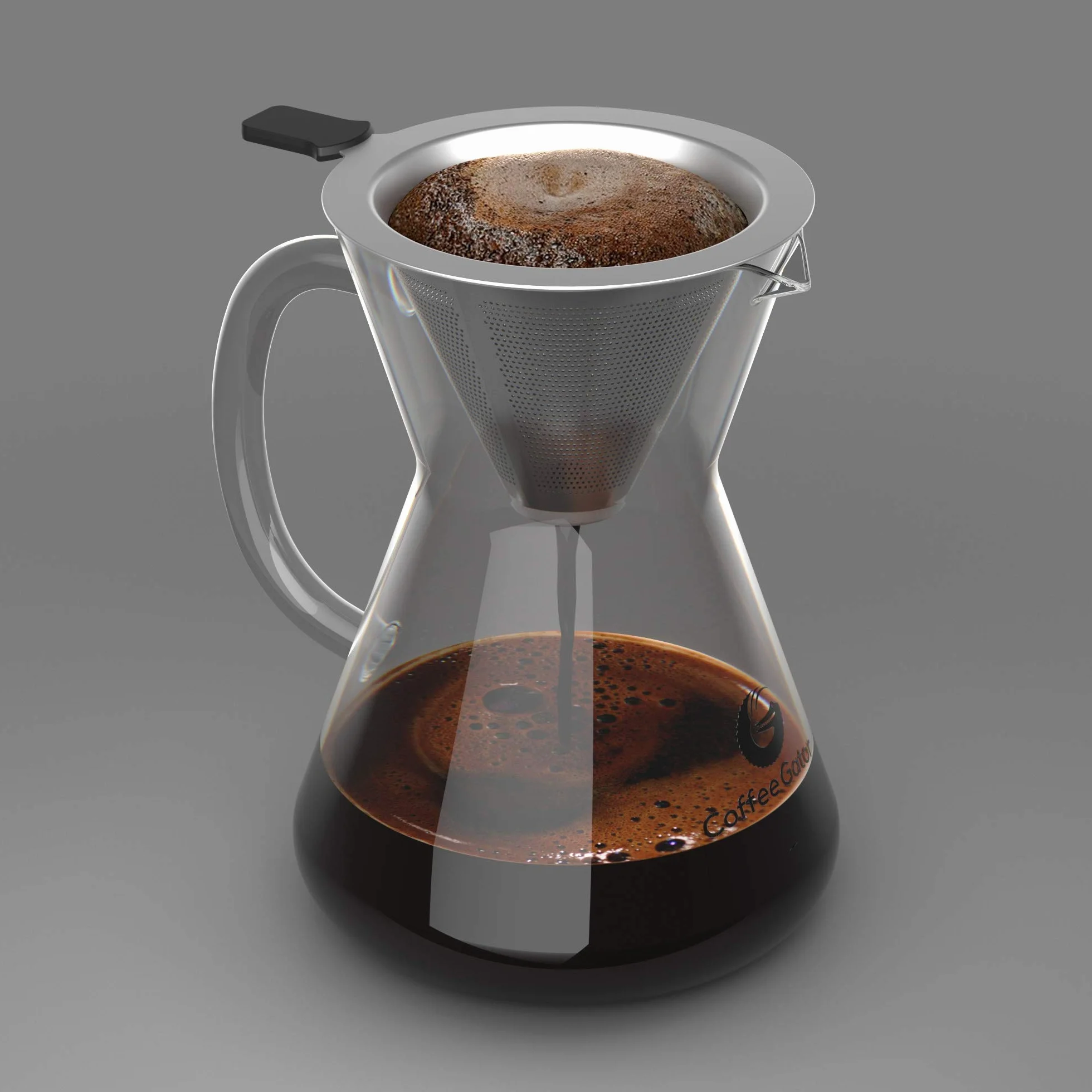 Coffee Gator Cafetera de goteo Pour Over manual con filtro de café permanente de acero inoxidable y jarra. (400ml)
