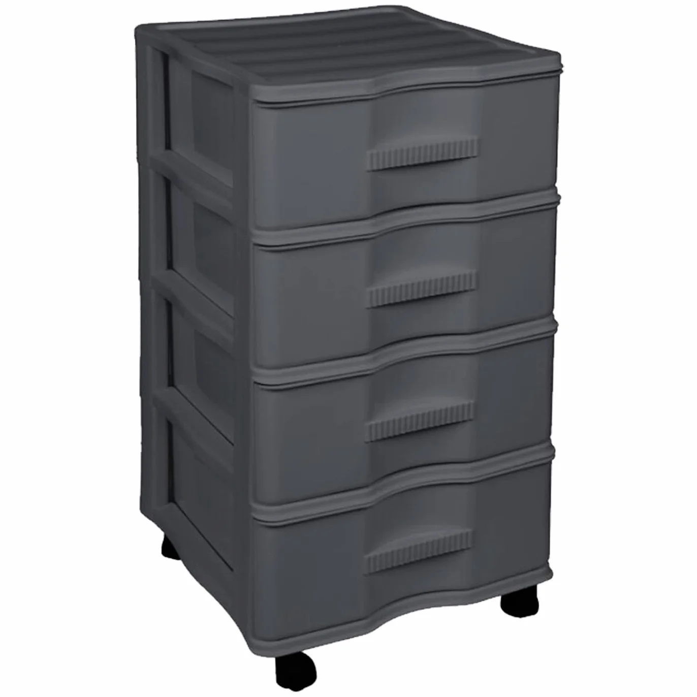 Acan Tradineur - Cajonera de Almacenamiento Wagon - 4 Cajones - Torre de Almacenamiento Multiusos para Oficina, hogar, Escuela, etc - 67,5 x 37 x 39 cm - Color Gris