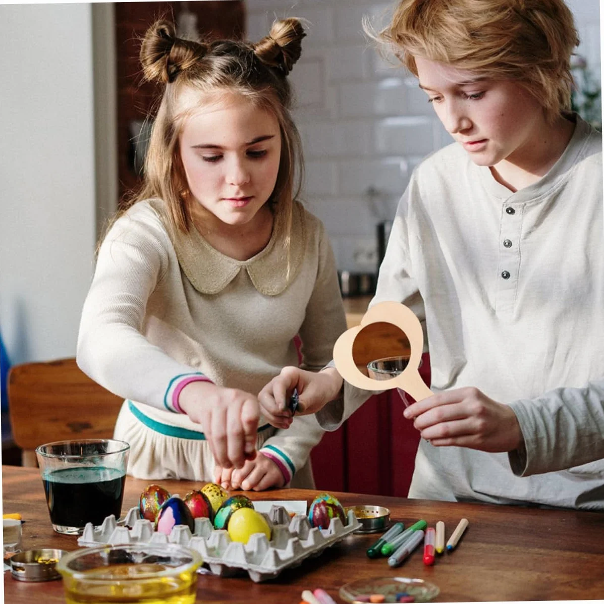 BESTonZON 8 Espejos de Madera en Forma de Niños, Mini Espejo sin Terminar para DIY, Material Madera y Vidrio, Adecuado para Mesa de Tocador y Manualidades