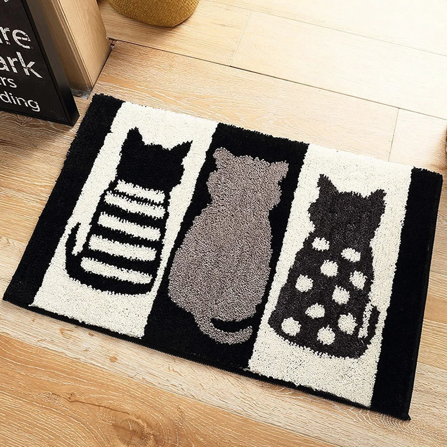 Alfombrilla de baño, alfombra de baño antideslizante, alfombrilla de puerta for el hogar, baño de dormitorio simple en blanco y negro, alfombrilla antideslizante de absorción, almohadilla for pies ( C
