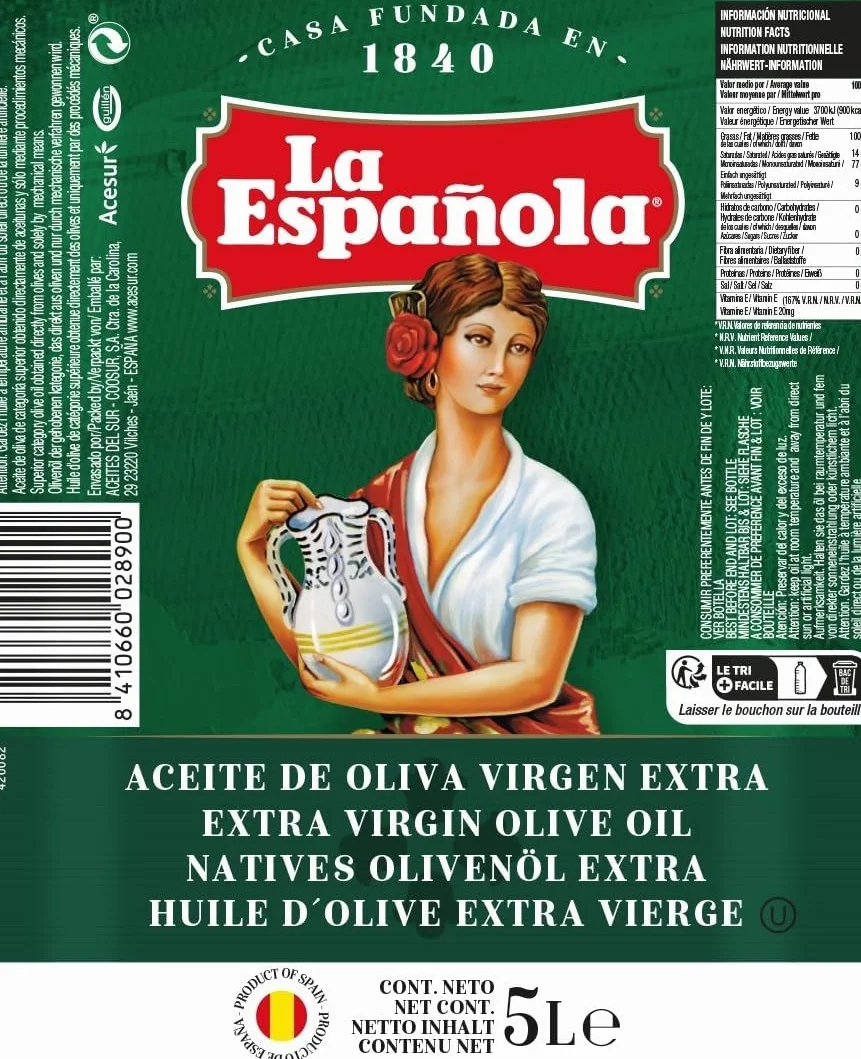 LA ESPAÑOLA Aceite de Oliva Virgen Extra Garrafa 5L AOVE Sabor Equilibrado