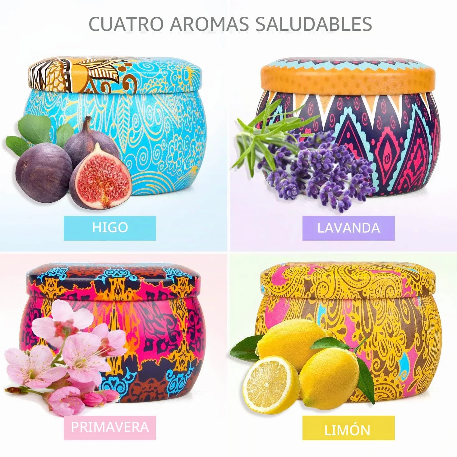 Velas Perfumadas para Mujer Juego de 4 Piezas Cera di Soia Naturale Decorativas