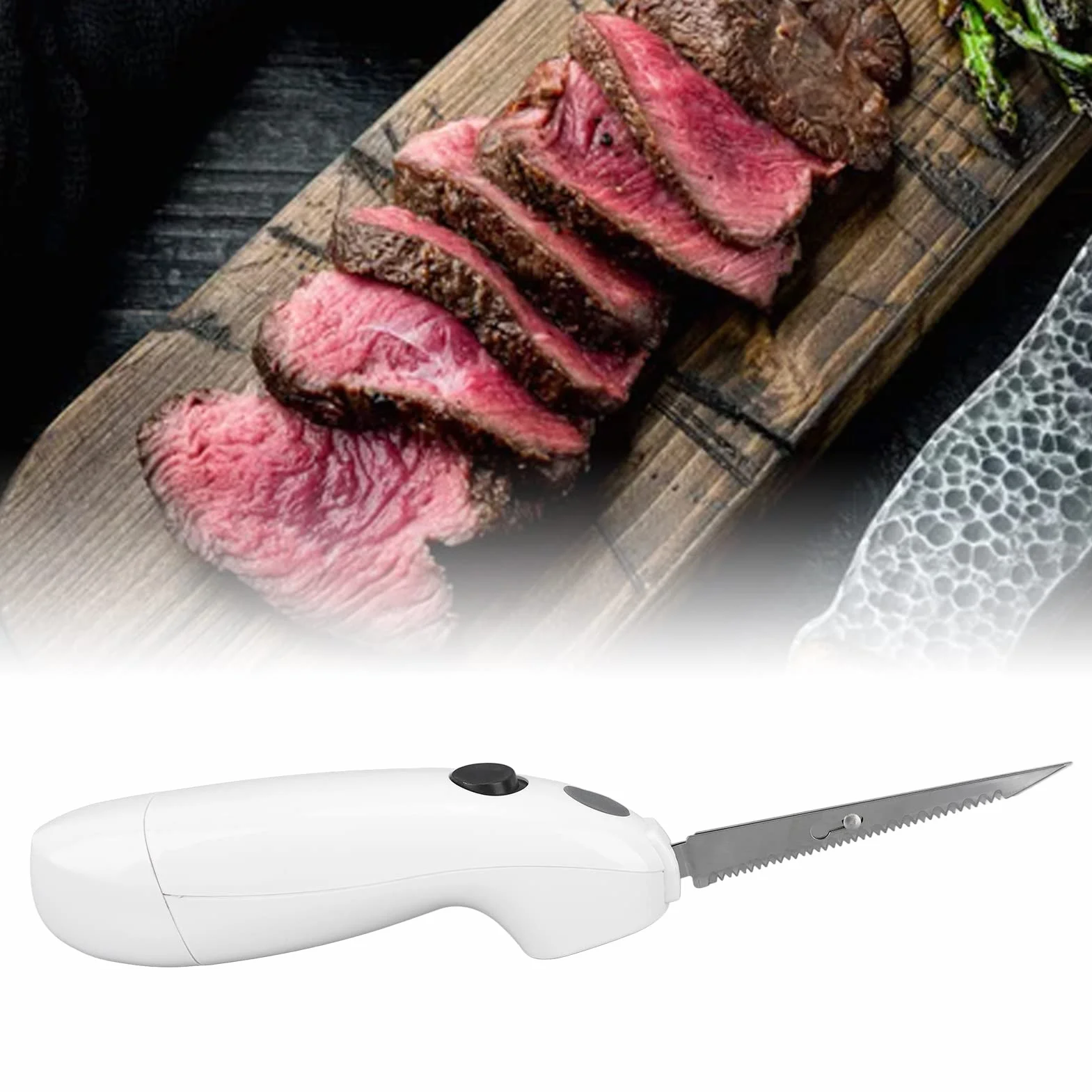 Cuchillo Eléctrico de Acero Inoxidable, Material PP, Ahorro de Tiempo, Cuchillo para Tallar con Botón de Encendido, Interruptor de Seguridad para Cuchillo de Pan para Cerdo,