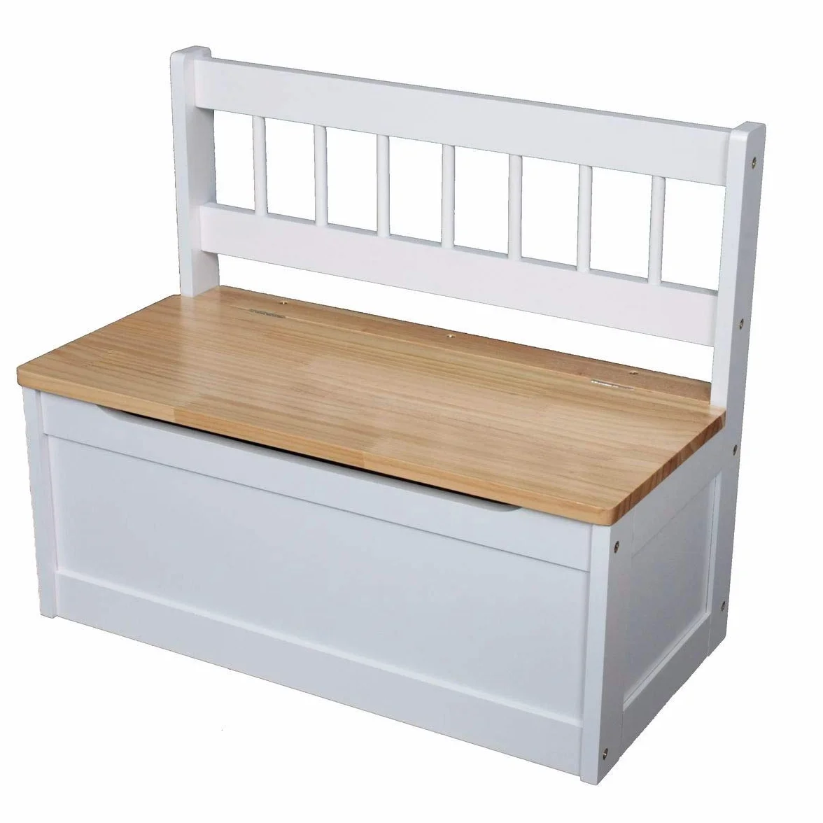 Banco infantil de madera blanco/natural 60x50x30 cm con baúl