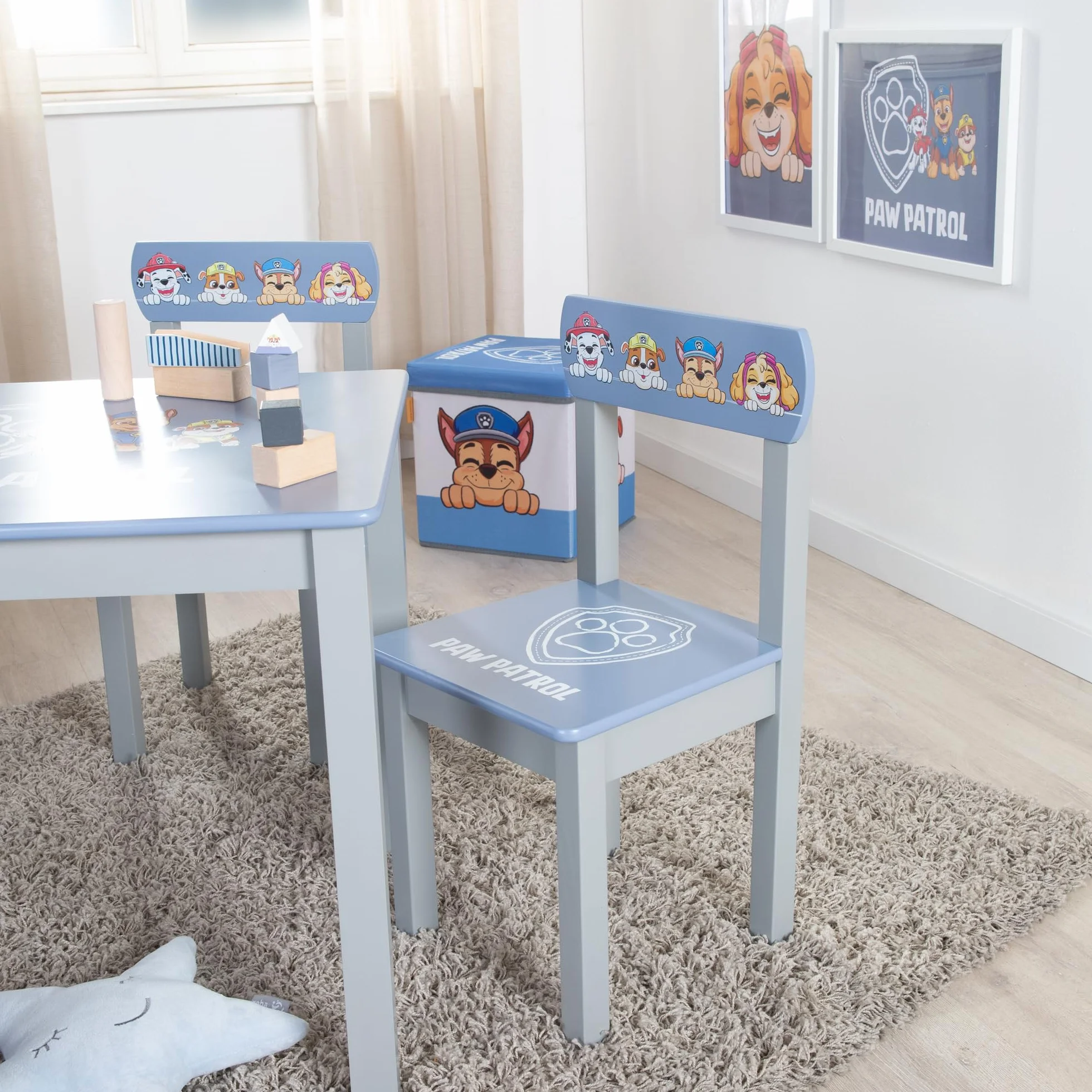 roba Silla Infantil Paw Patrol - Complemento Ideal para el Grupo de Asientos roba - Mueble Infantil para Niños a Partir de 18 Meses - Motivo de los Héroes de la Serie Popular - Madera Gris/Azul