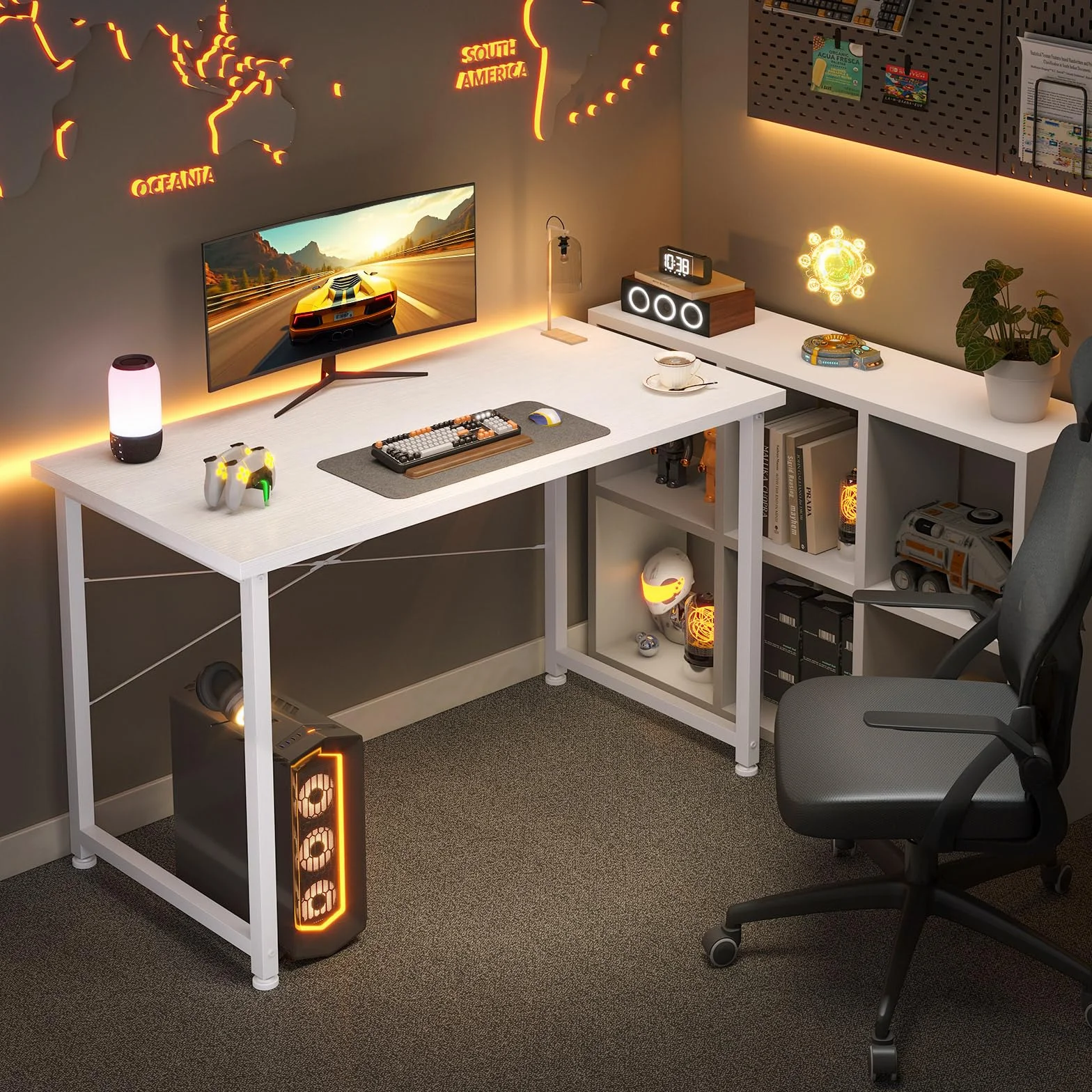 ODK Escritorio Pequeña 100x48cm Mesa de Estudio con Pies Ajustables Blanco