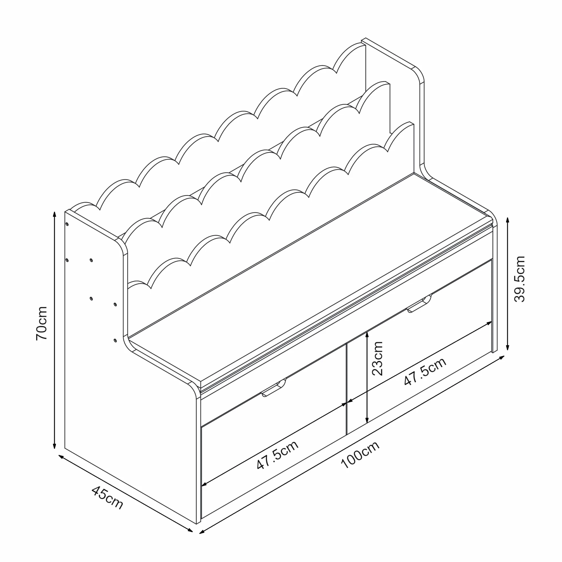 Vestnes Banco Infantil con Cajones Organizador Zapatero para Niños Cojín 100 x 45 x 70 cm Rosa/Blanco