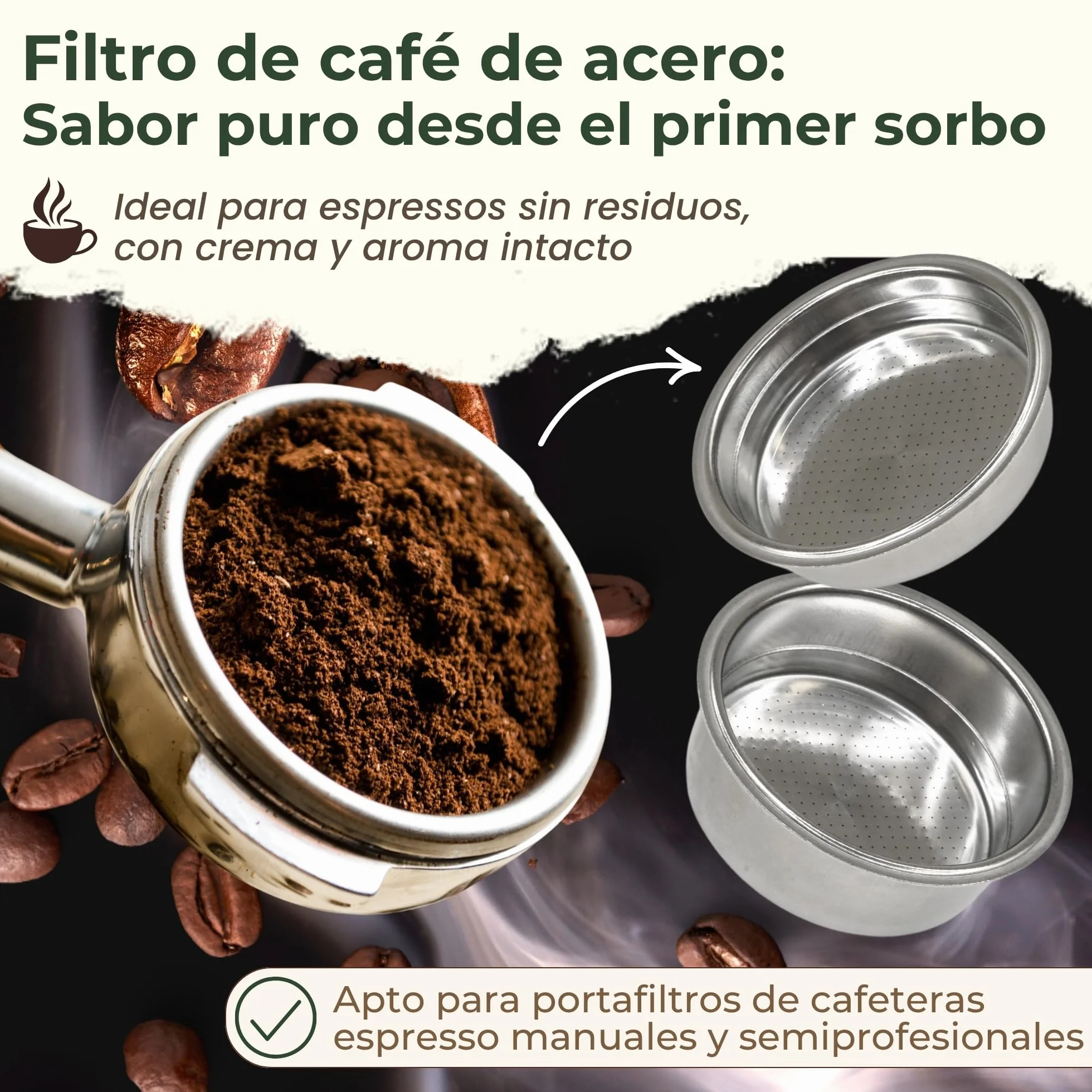 Cecotec Filtro Cafetera 51mm Presurizado Compatible con Cecotec Ufesa Breville Power Espresso 20 Set 2 Filtros