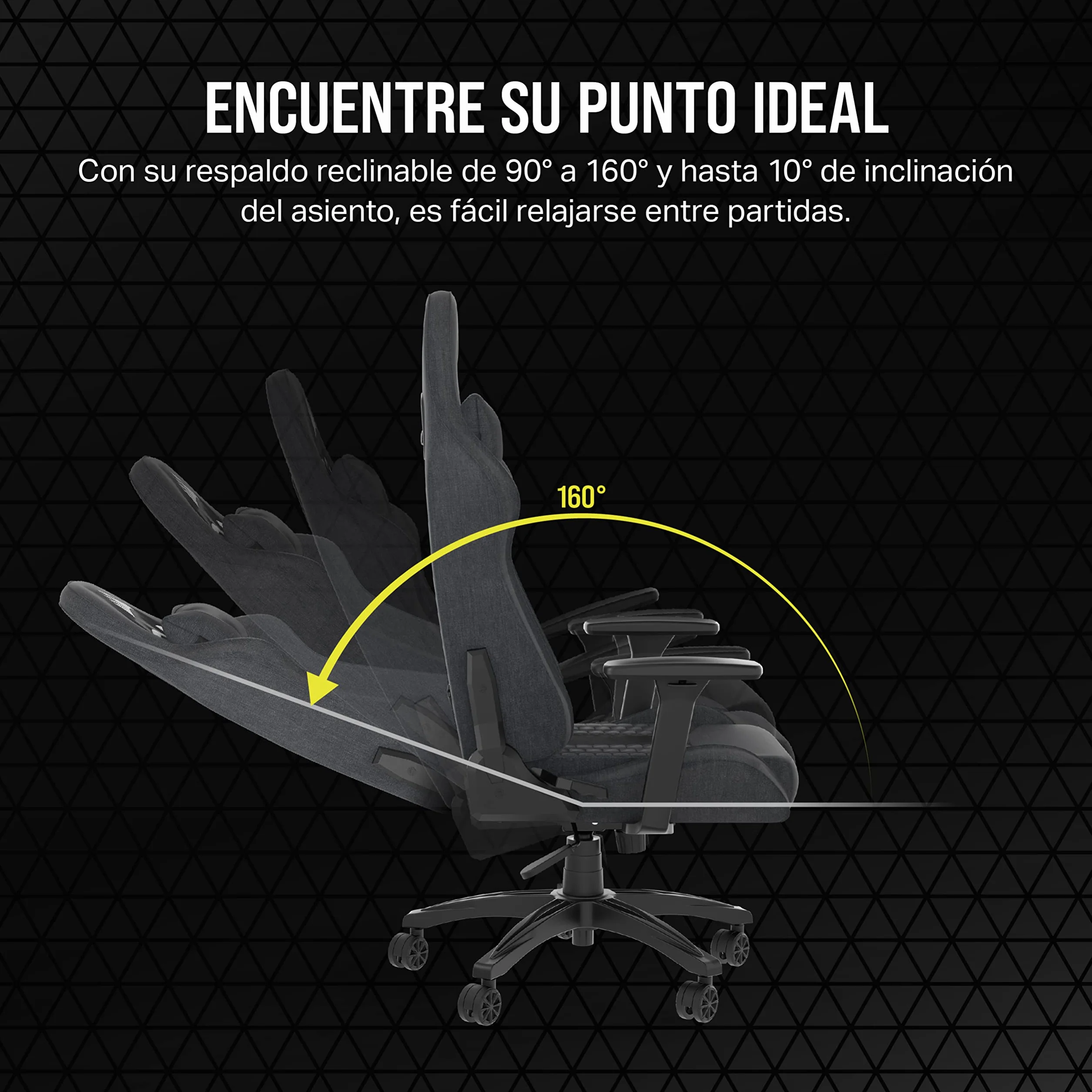 Corsair TC100 Relaxed Silla para Juegos Gris y Negro Tela Cojín Lumbar Almohada Cervical Espuma Viscoelástica