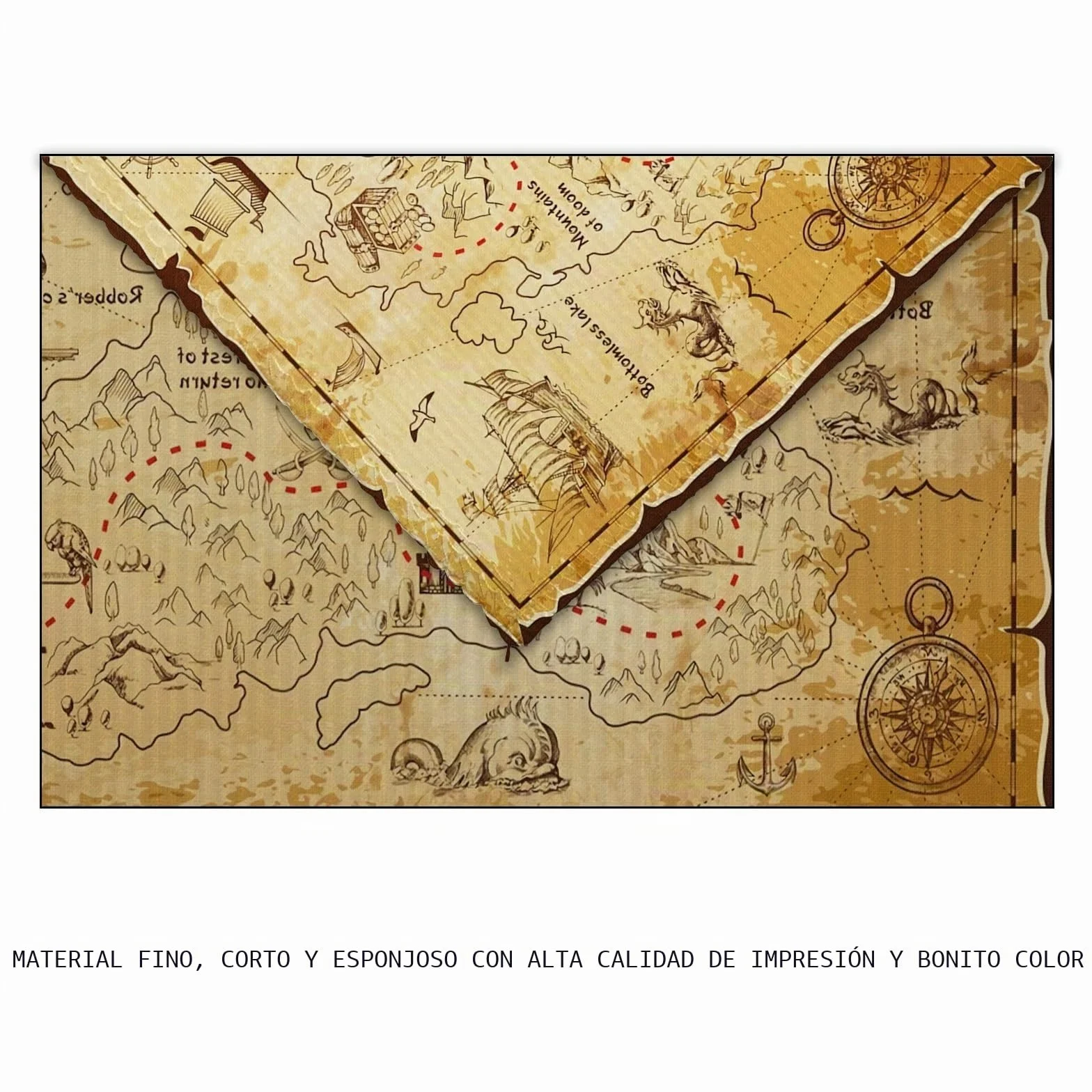 YONGFOTO Tapiz Mapa del TesoroAntiguos Pirata Mapa Mundi Decoracion Pared Poster Isla Occidental Ruta Navegación Dormitorio Cubierta Sofá Cama, 100x70cm