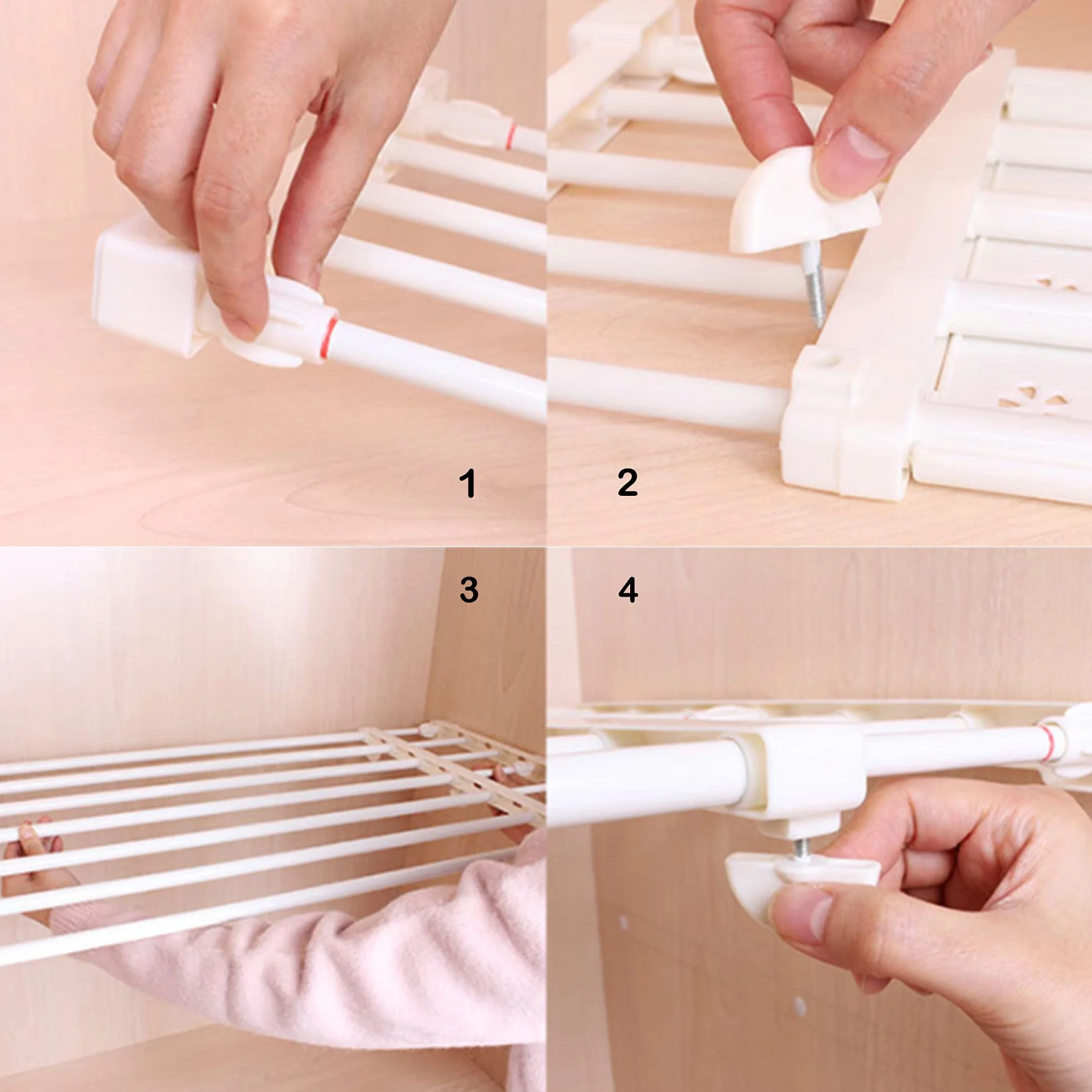 SUQ 2PCS Estantes Ajustables, Extensible Armarios Telescópicos Separador, Compartimento de Estante en Rack de Almacenamiento, para Armario, Cocina, Baño, Refrigerador, Bricolaje (24cm38-60 cm)