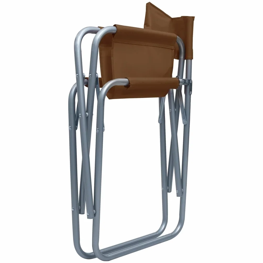 vidaXL 2X Sillas de Director Asientos Balcón Casa Hogar Muebles Mobiliario Decoración Bricolaje Sofás Sillones Mesas Butaca Acero Marrón