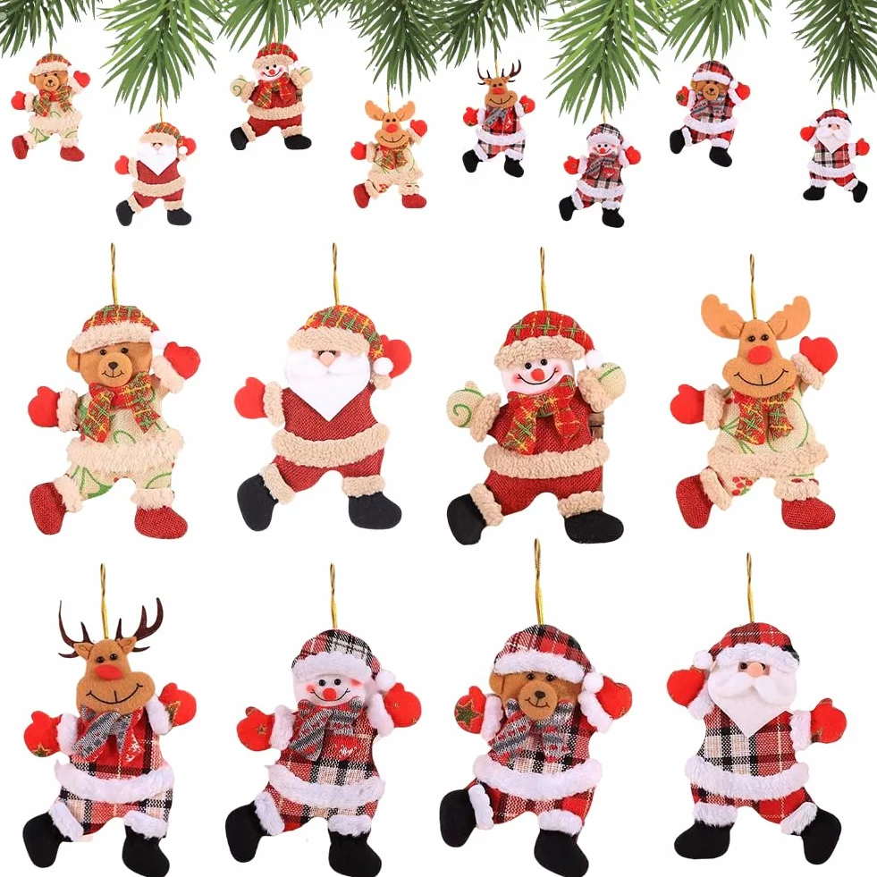 Adornos Navidad Árbol 8 Piezas Divertidos Muñecos Noel Muñeco de Nieve Oso Colgante Decoración