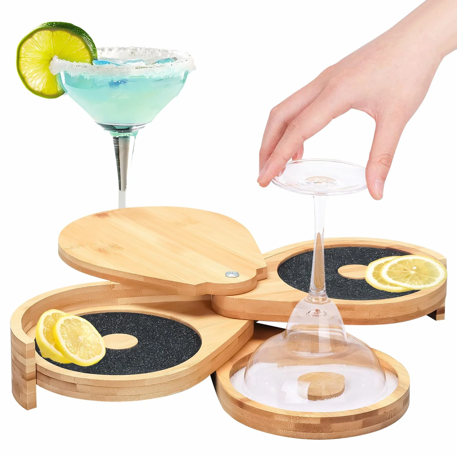 Margarita Salt Rimmer, Borde de Cristal de 3 Niveles, Borde de Cóctel para Fiesta de Bar, Borde de Azúcar y Sal de Margarita, Barman Barra de Herramientas, Recipiente de Especias Caja de Sal de Lima