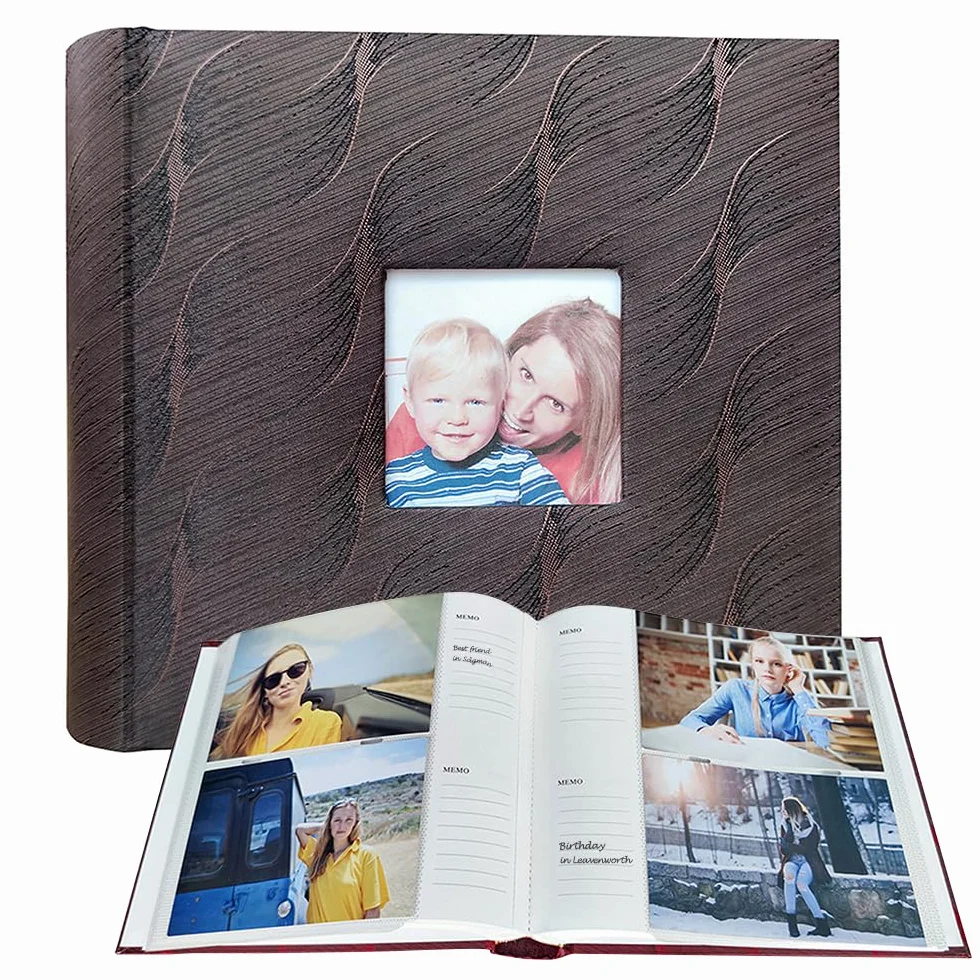 Álbumes de fotos de 4 x 6 pulgadas con espacio de escritura, 200 fotos con bolsillos deslizantes, libro de recuerdos para boda, libro de recuerdos para aniversario, viajes, perro (marrón)