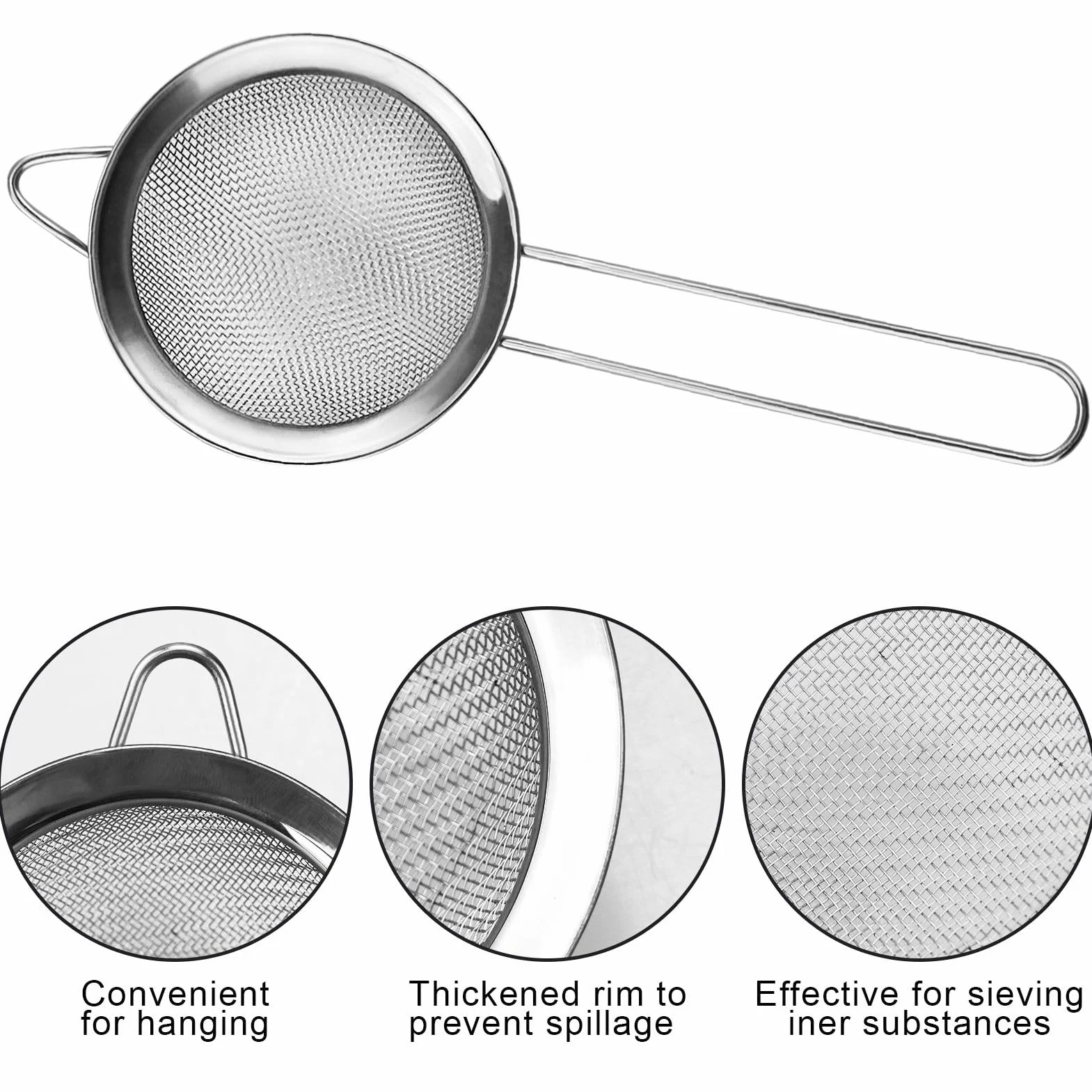 Juego de 2 coladores de acero inoxidable 8 cm colador de té con ganchos