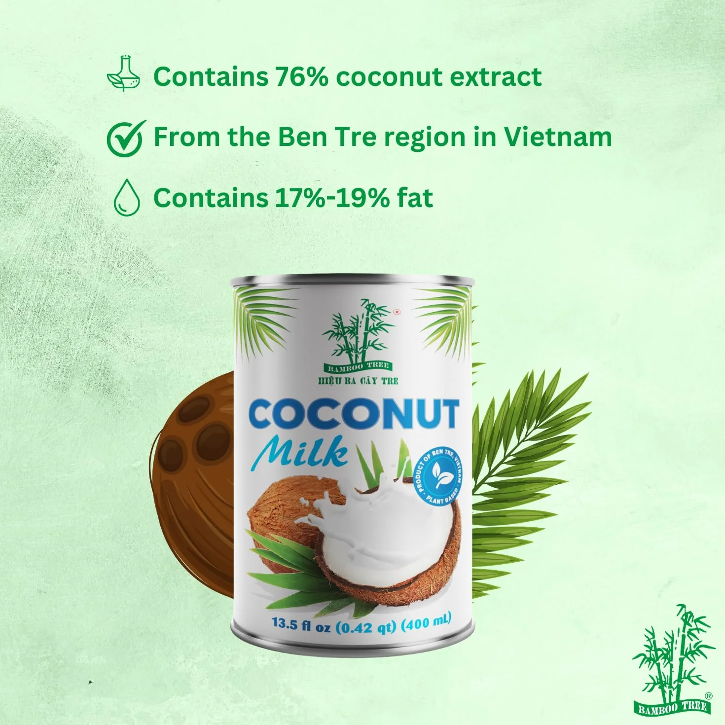BAMBOO TREE Leche de coco UHT 17-19% grasa 400 ML
