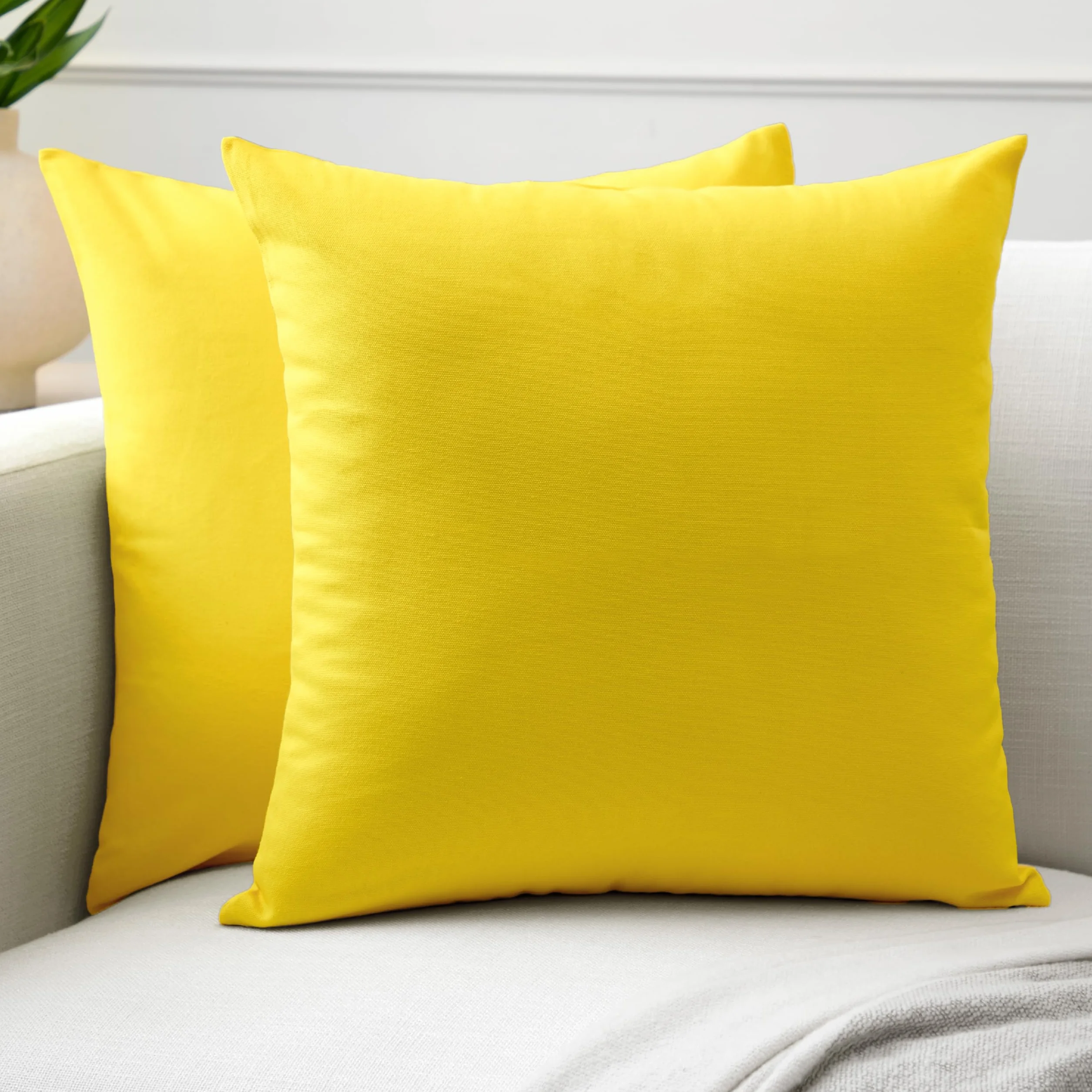 Encasa XO Conjuntos de Almohadas de algodón 2 Piezas 40x40 cm Amarillo Lavable